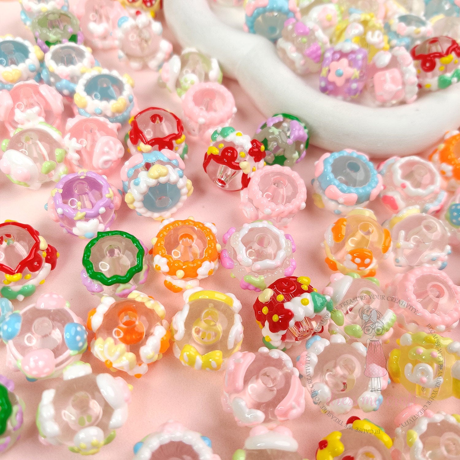 Hand-Painted Pastel Beads