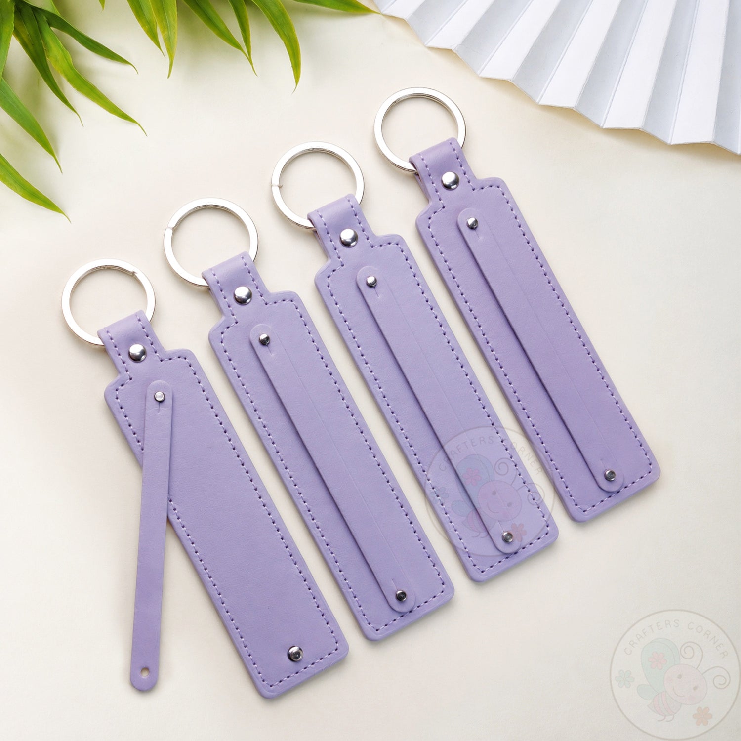 Leather Strap Key-chain - Mauve, 4 Pcs