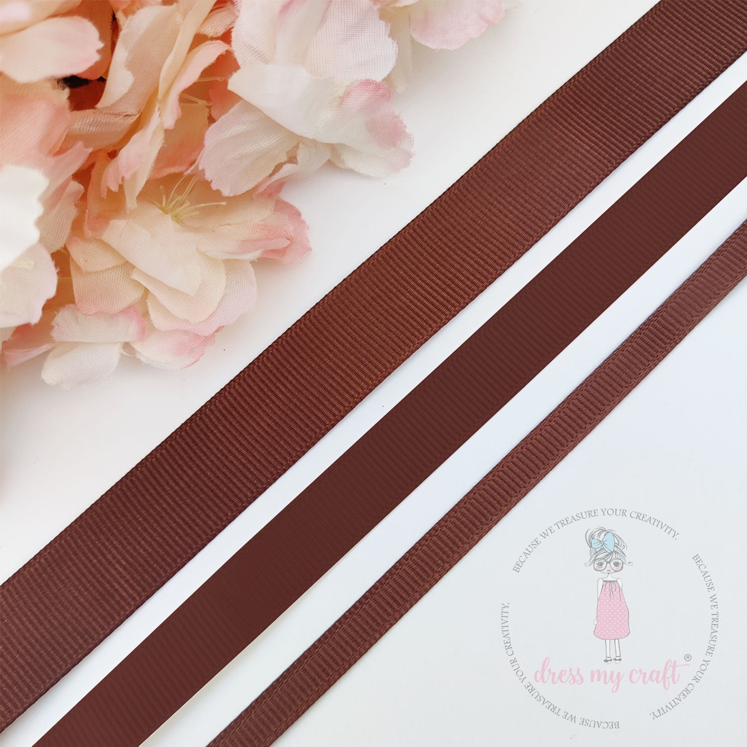 Grosgrain Ribbon Combo - 3 Rolls (6mm, 12mm, 18mm) Brown
