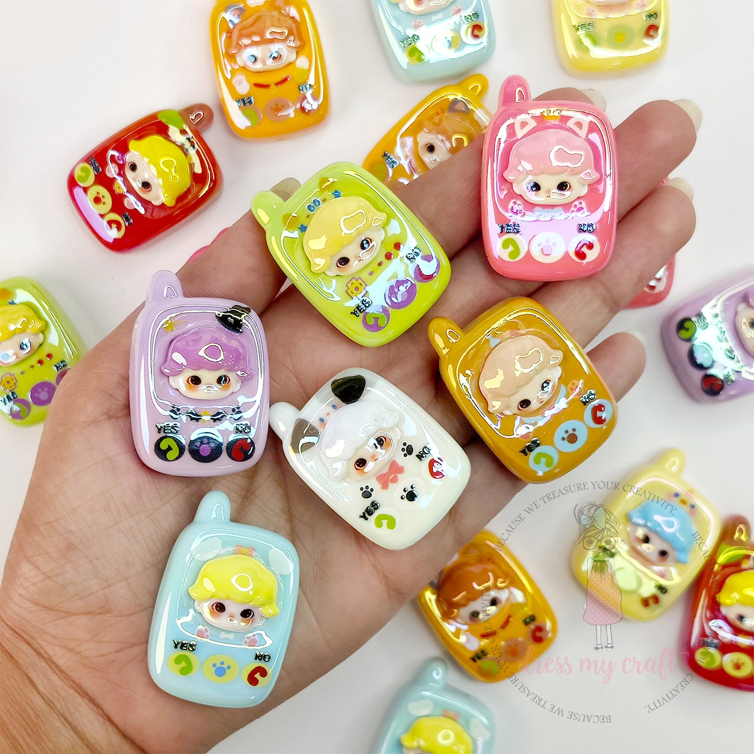 Multicolor Cute Telephone Beads - 2 Pcs