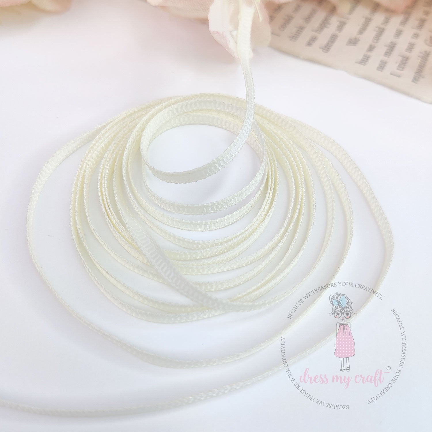 Ivory Grosgrain Ribbon - 3mm