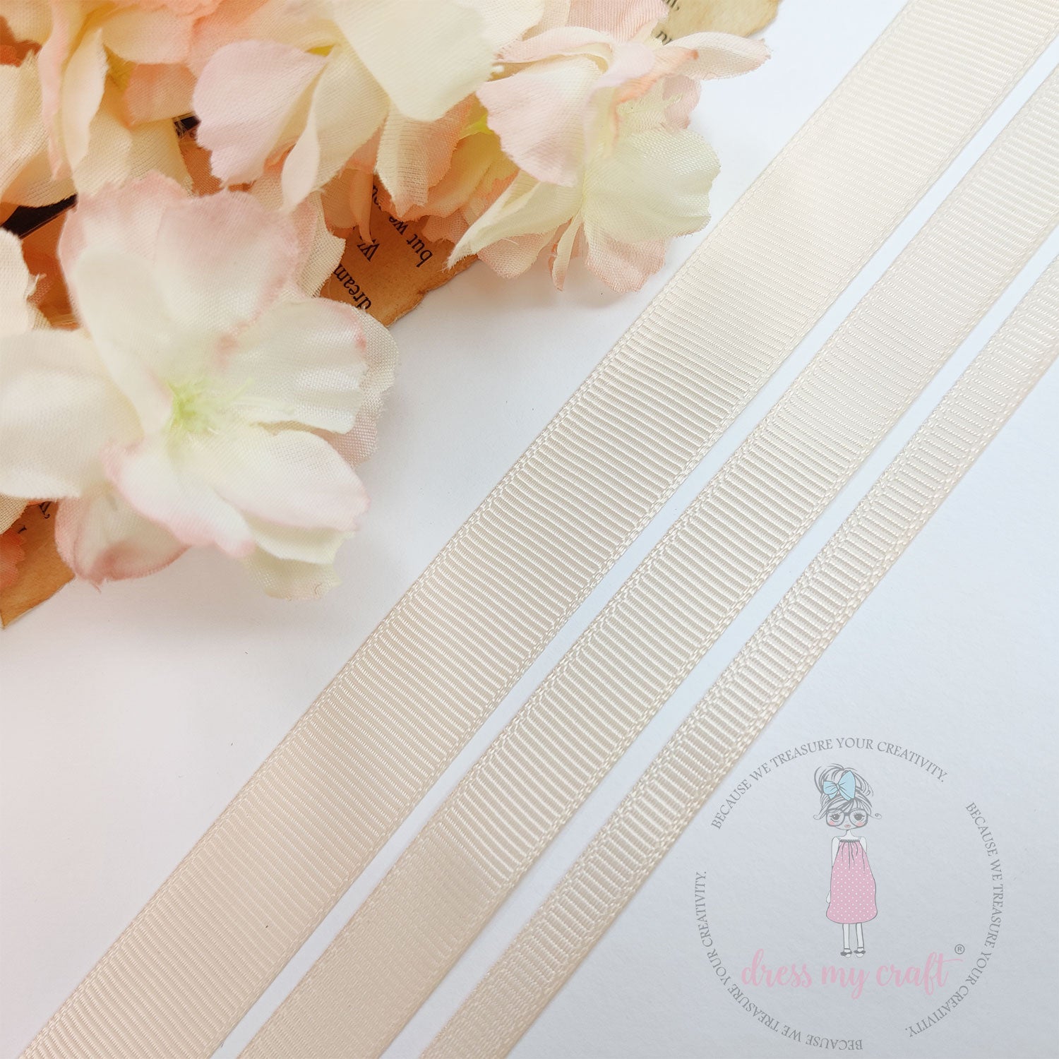 Grosgrain Ribbon Combo - 3 Rolls (6mm, 12mm, 18mm) Peach