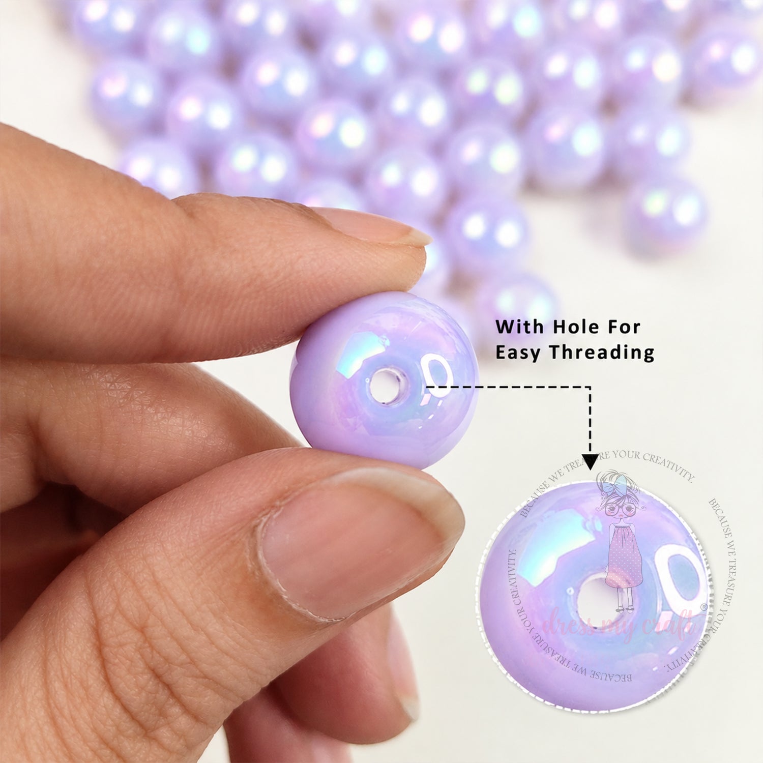 Holographic Premium Acrylic Beads - Purple