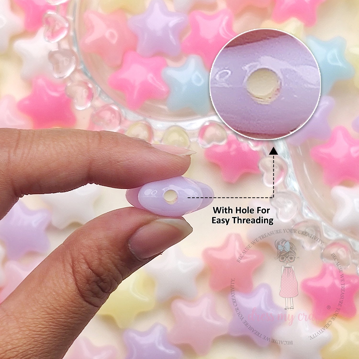 Pastel Colorful Jelly Star Beads - 50 Gms
