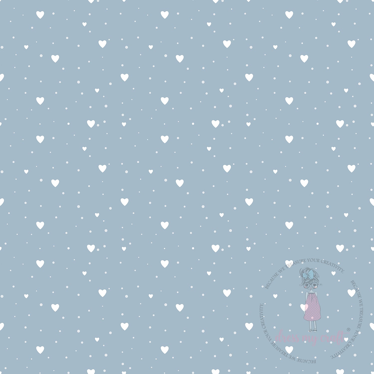 Baby Blue Polka Dots And Heart  Pack Of 10 - 12" x 12" Loose Sheets