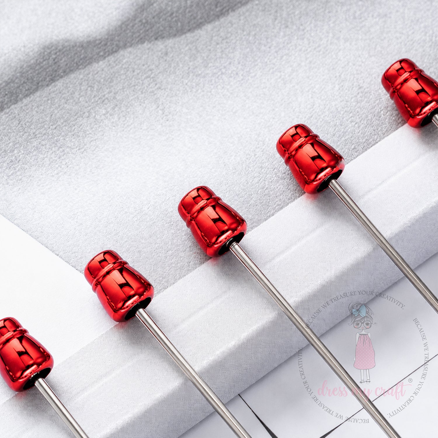 DIY Bead Pens - Metallic Red, 4 Pcs