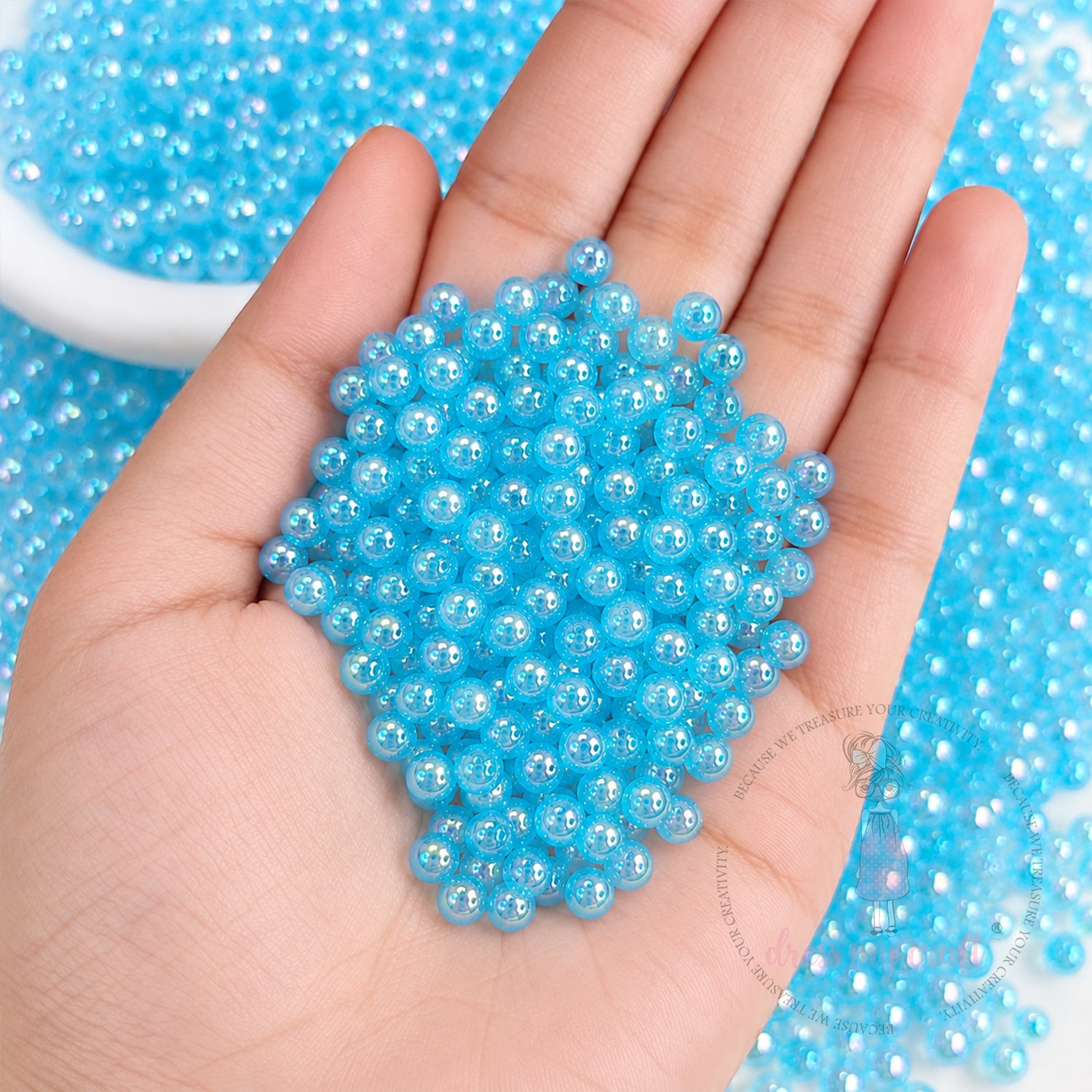 Transparent Rainbow Beads Sky Blue - 6 MM, 50 Gms