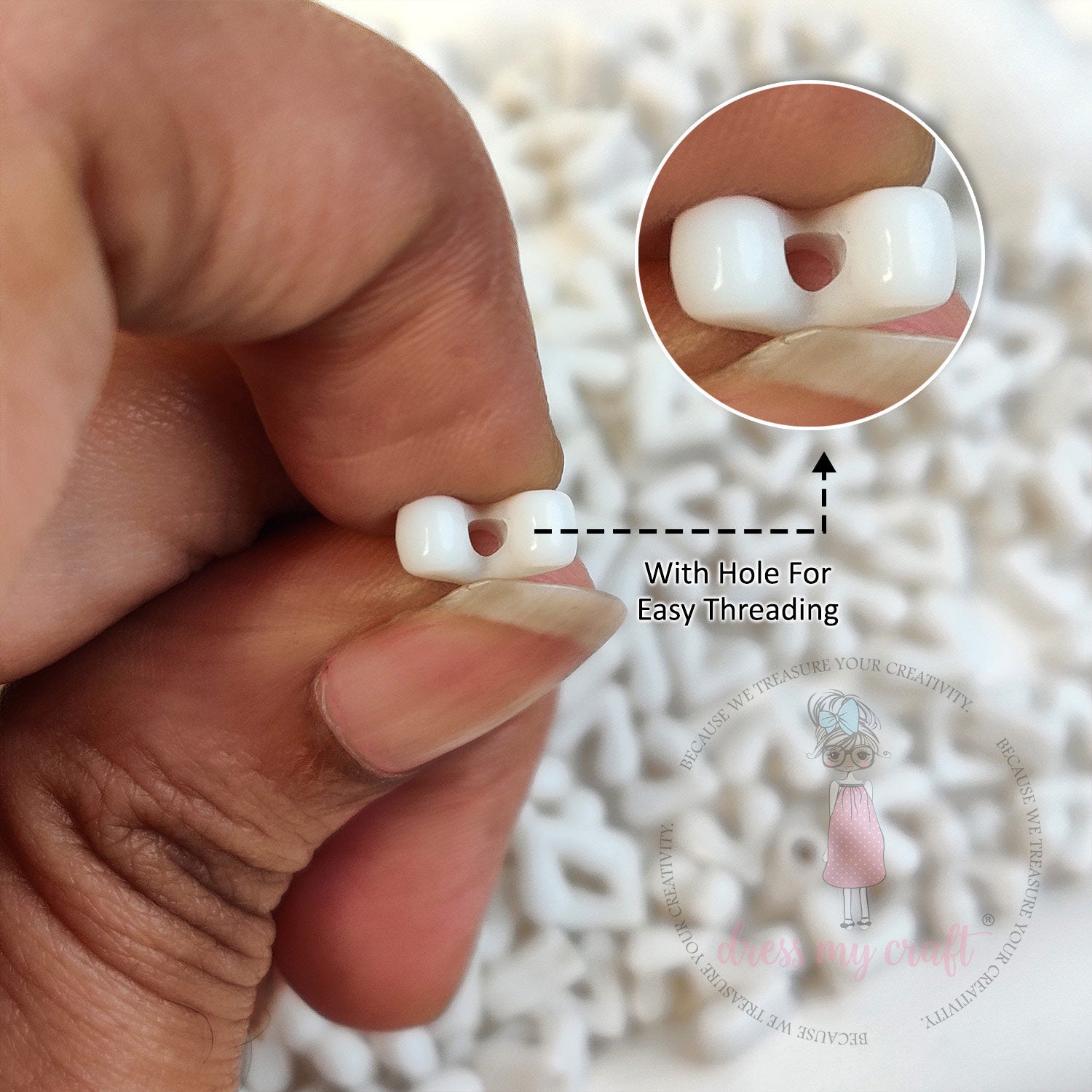 Milky White Heart Beads