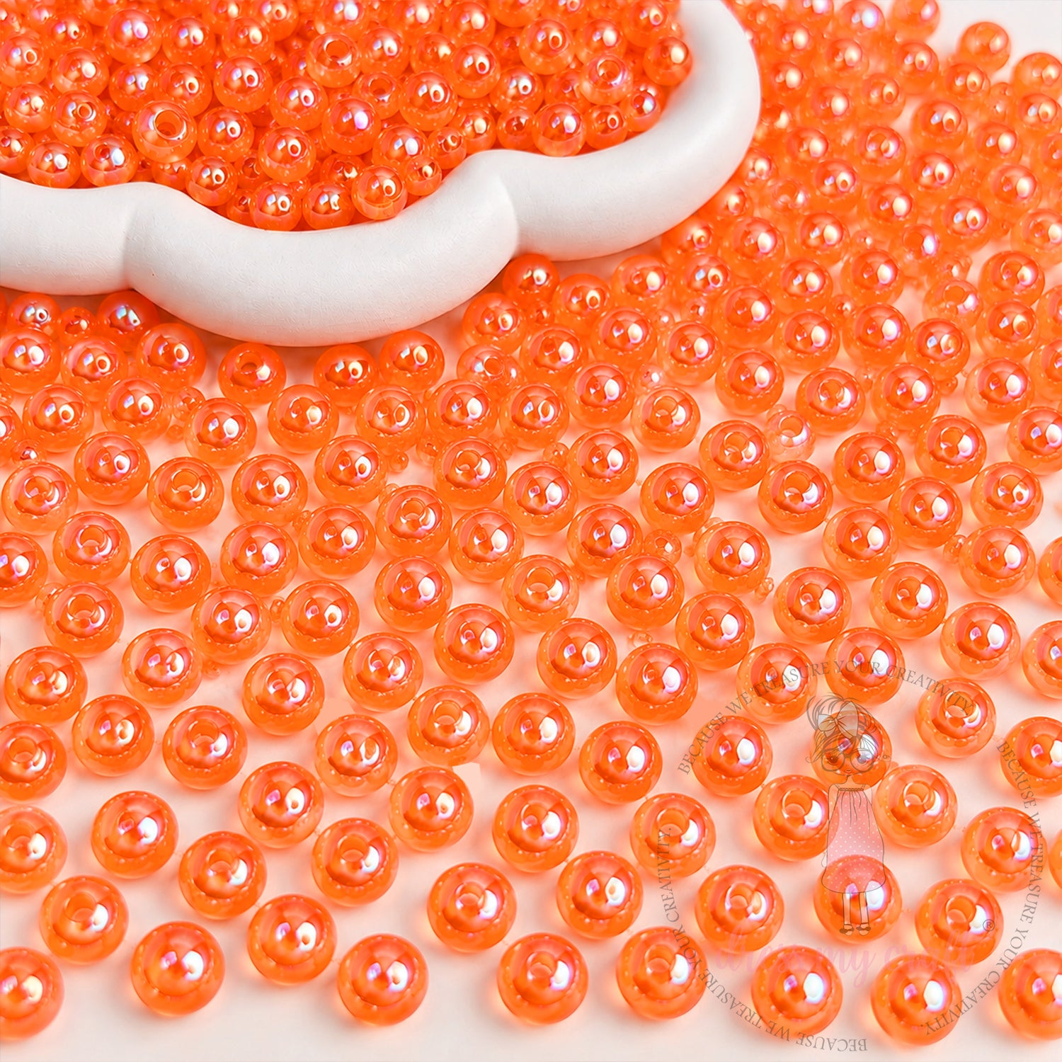 Transparent Rainbow Beads Peach - 6 MM, 50 Gms