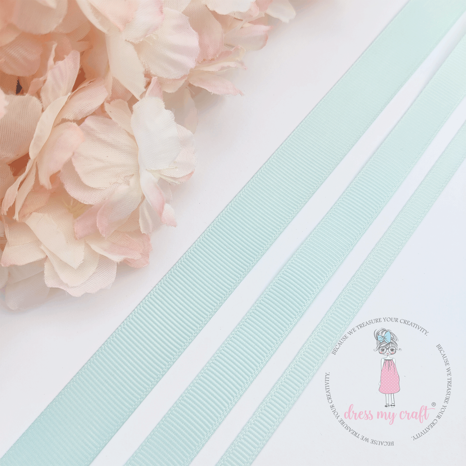 Grosgrain Ribbon Combo - 3 Rolls (6mm, 12mm, 18mm) Baby Blue