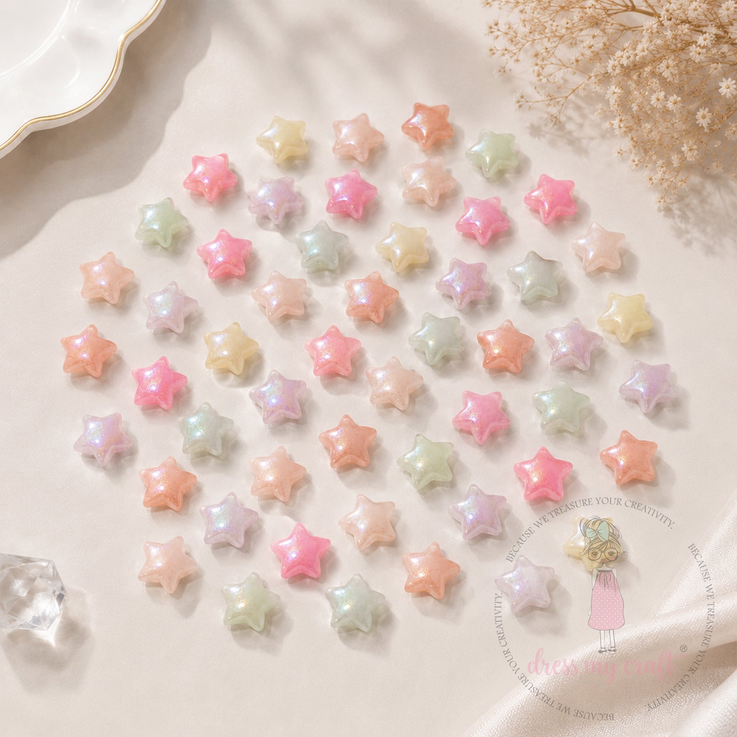 Holographic Pastel Jelly Star Beads