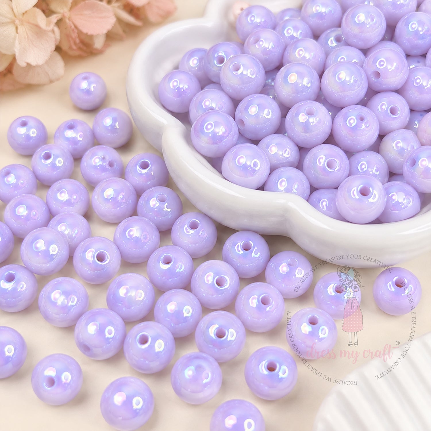 Holographic Premium Acrylic Beads - Purple