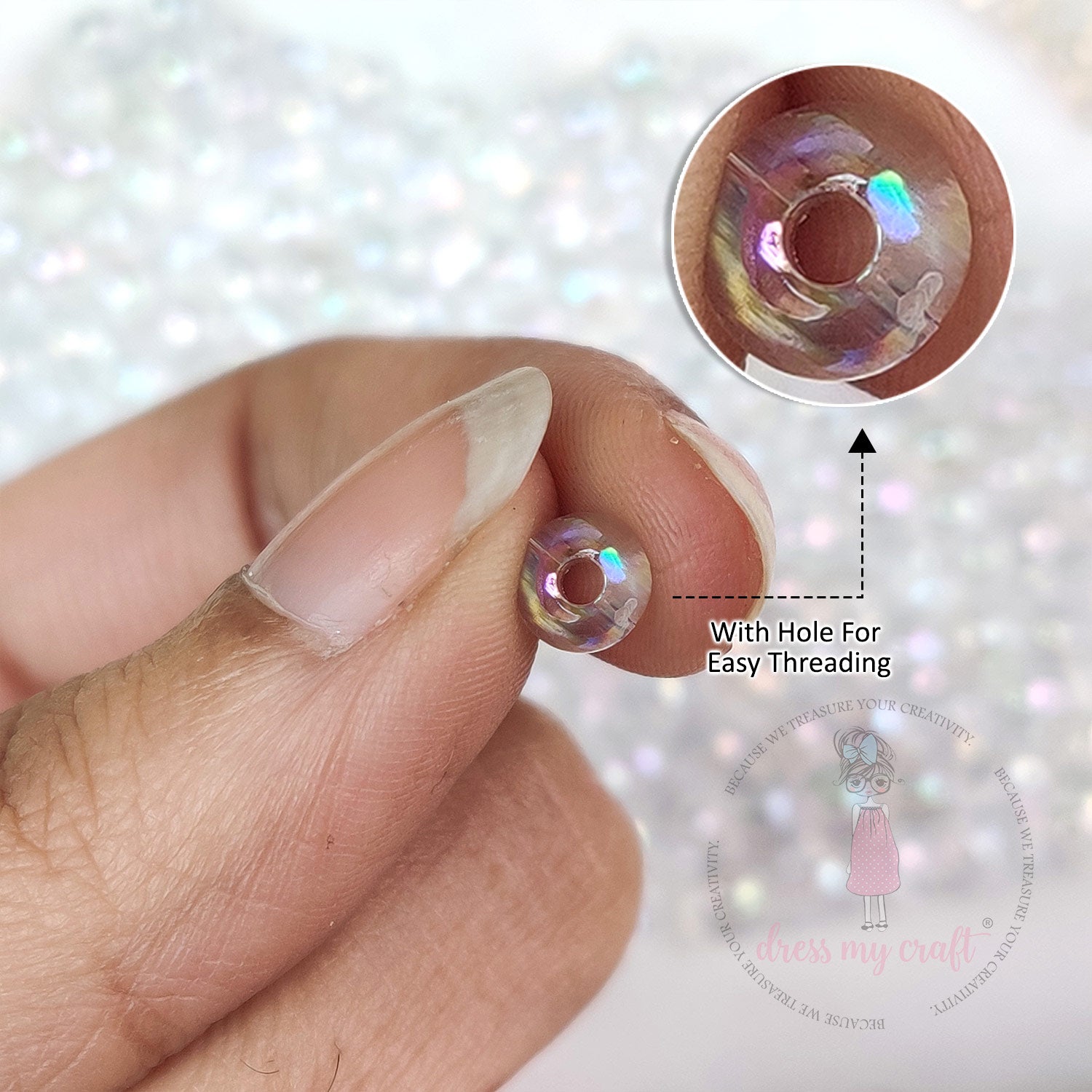 Holographic Crystal Round Beads