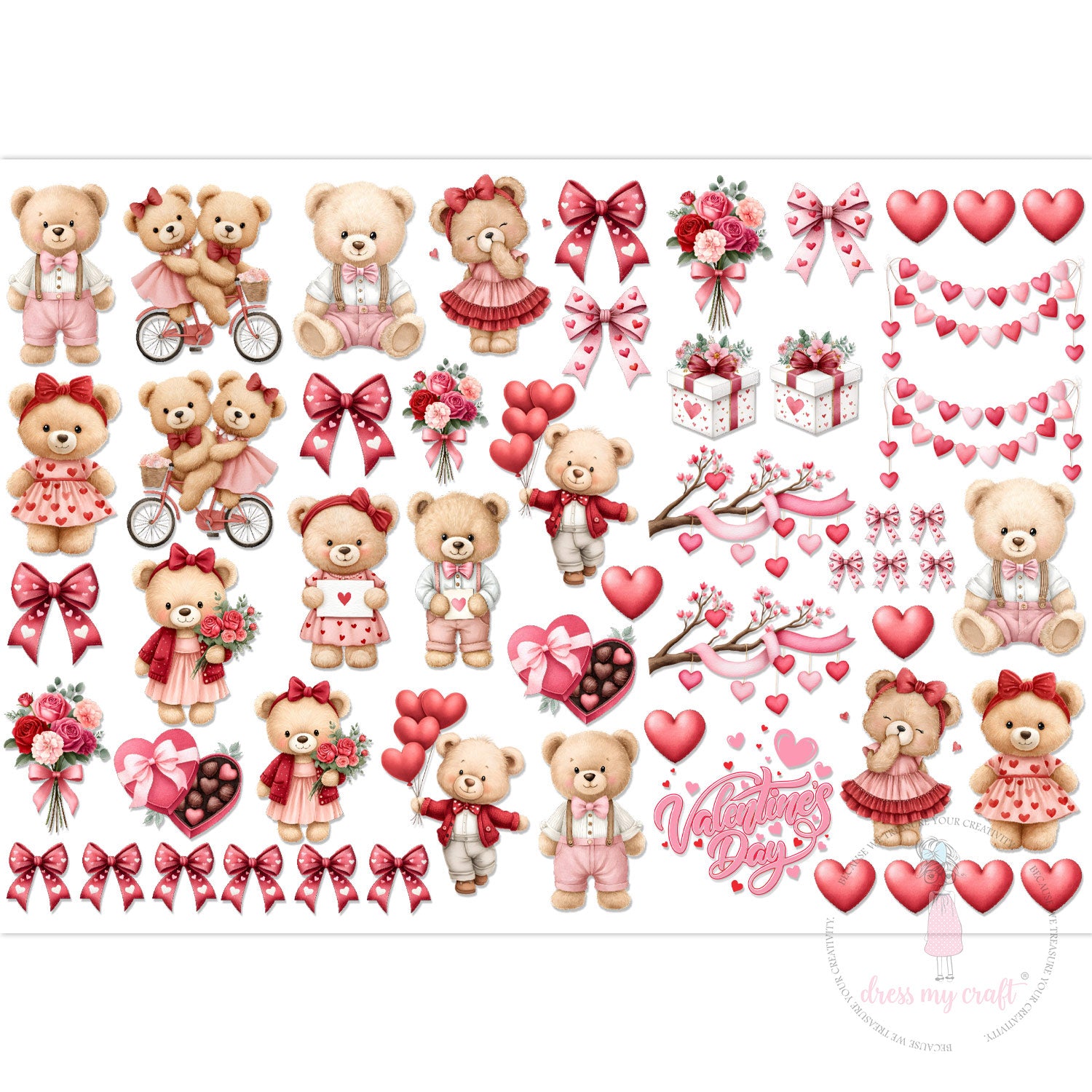 Stick N Peel Stickers- Rose & Bear