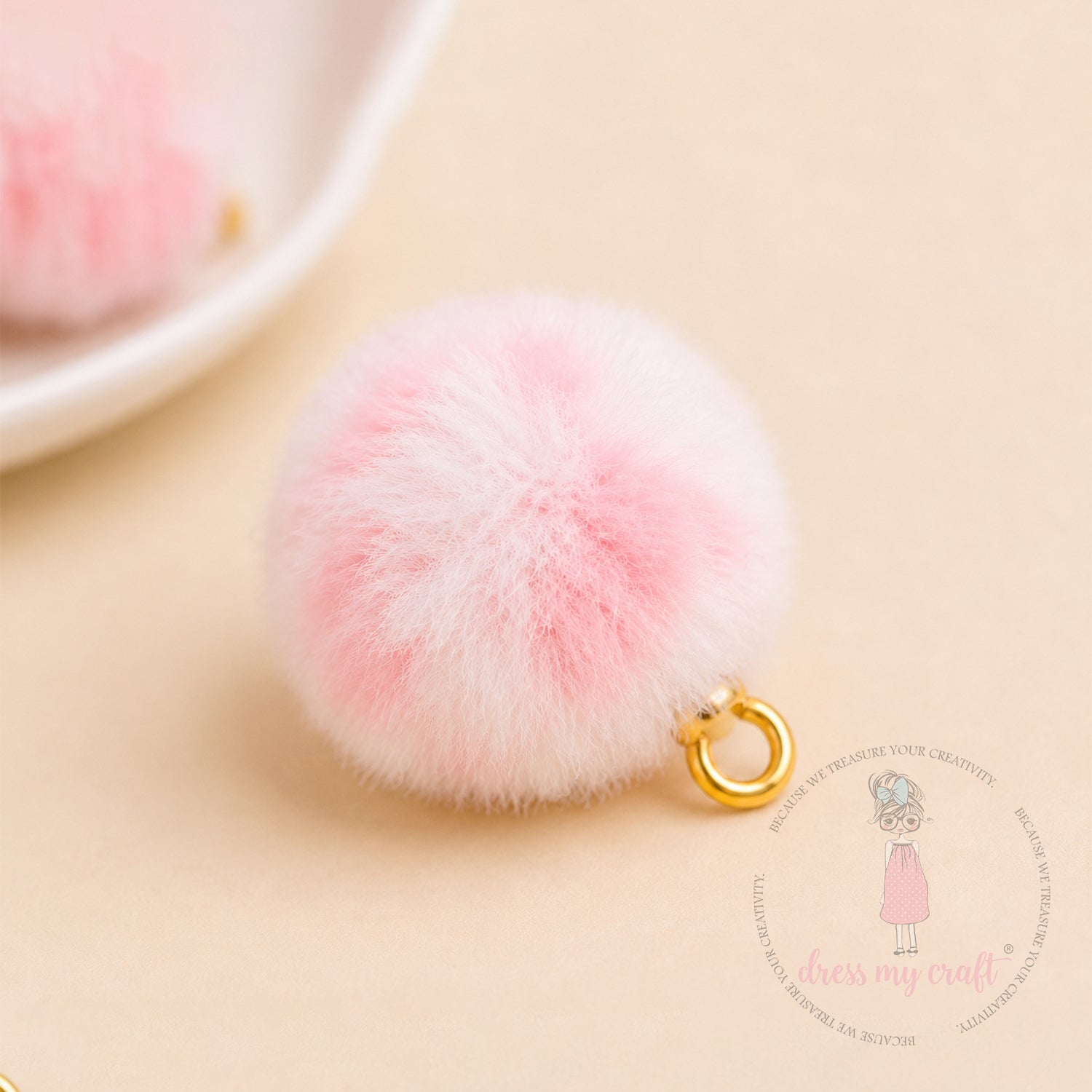 Mix Baby Pink Pastel Pom Pom With Loop - Big