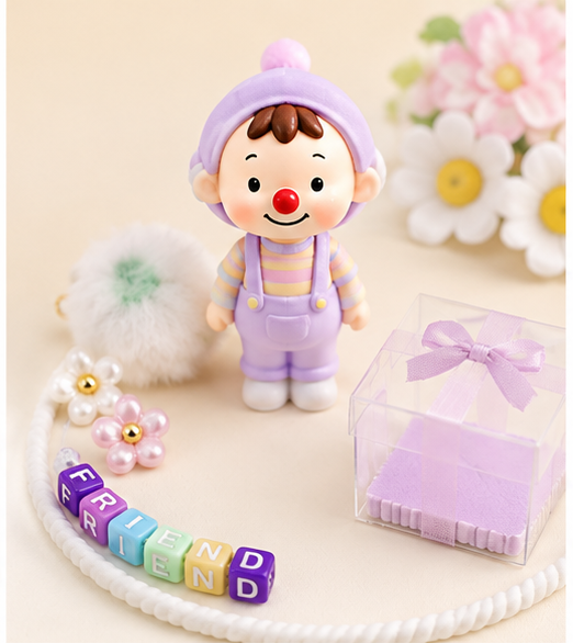 Mix White Pastel Pom Poms With Loop - Big