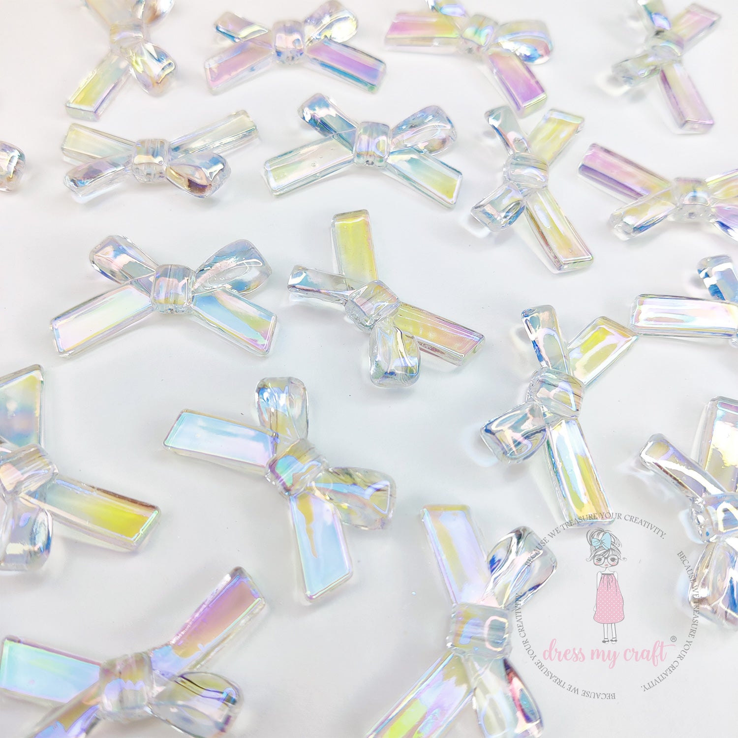 Holographic Crystal-Clear Bow Beads