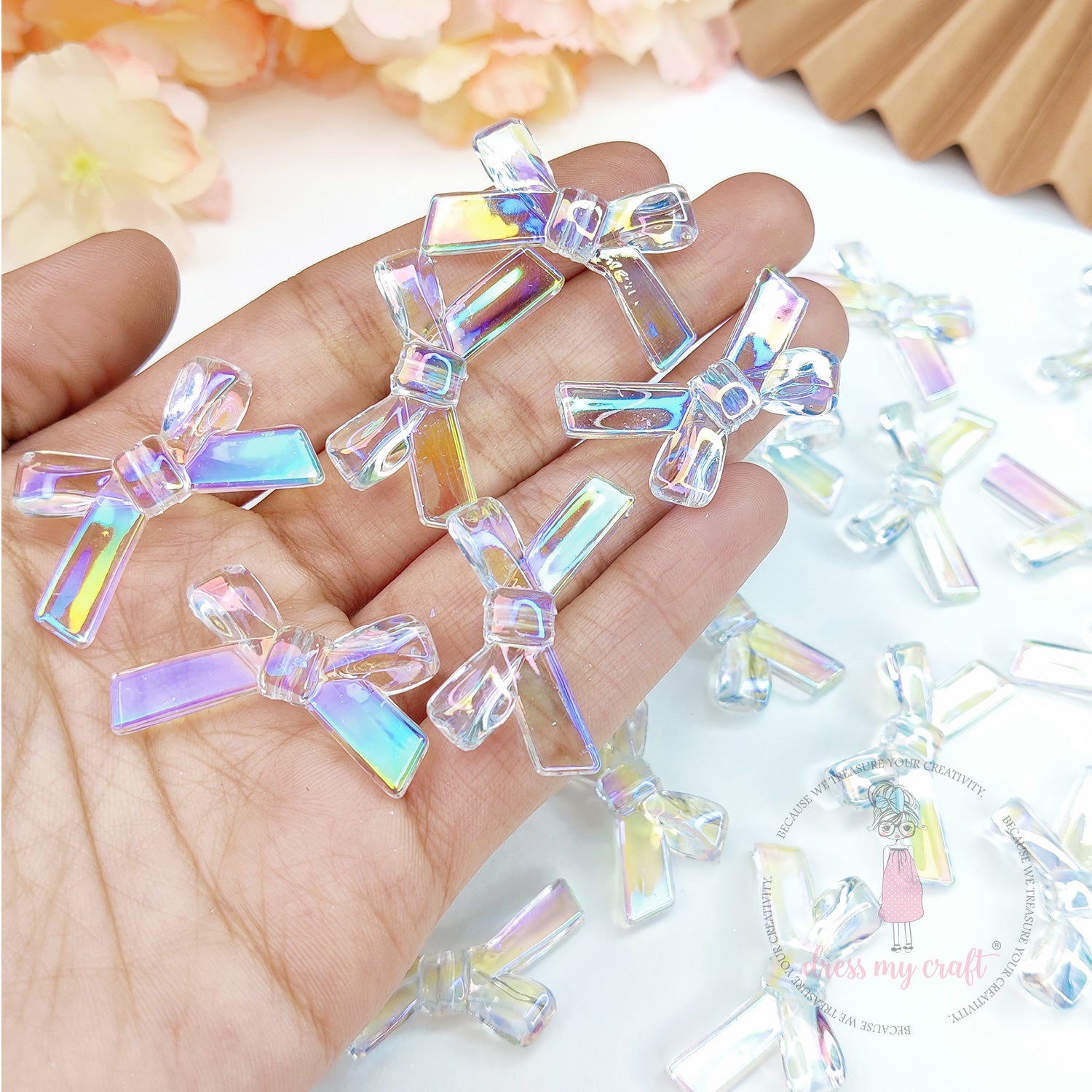 Holographic Crystal-Clear Bow Beads