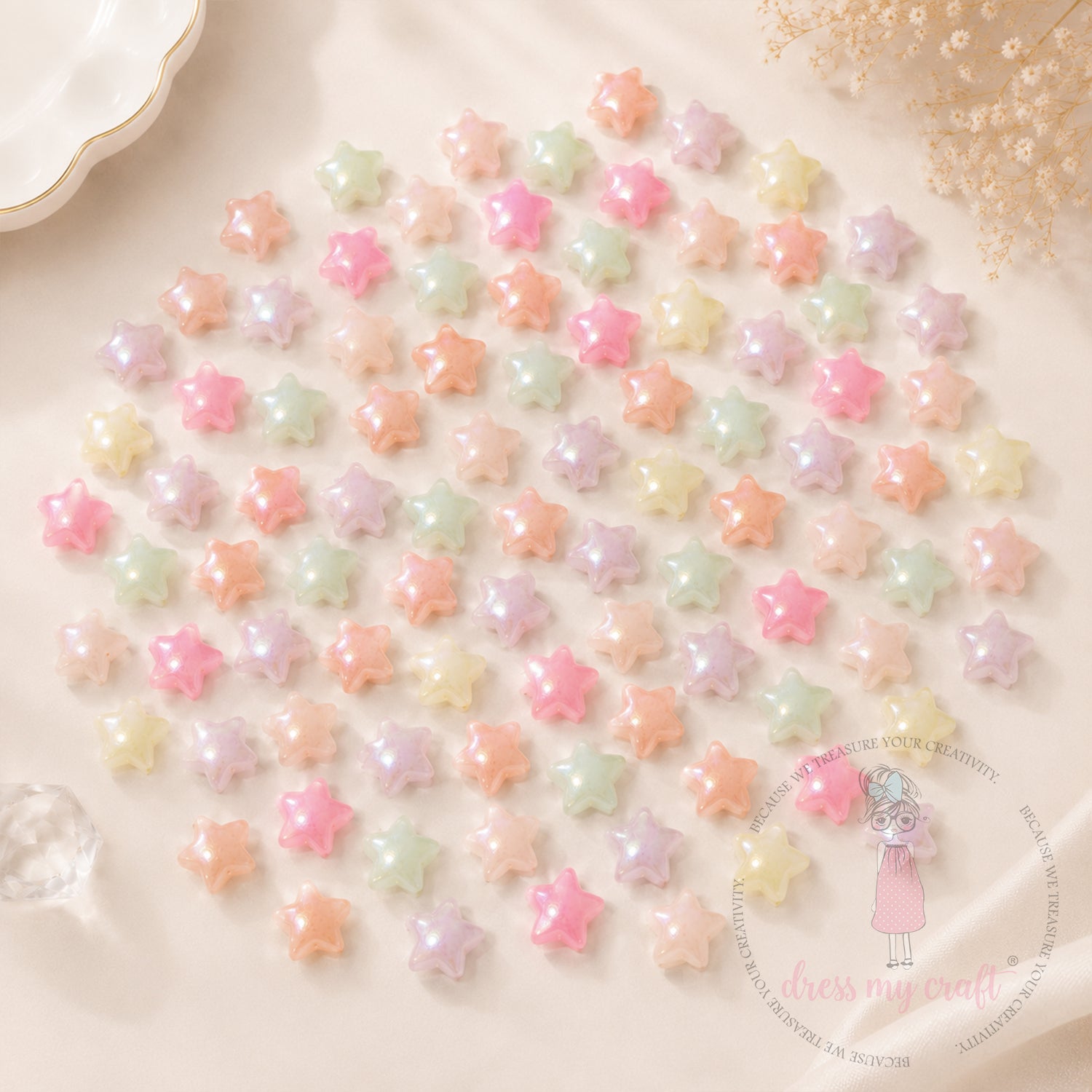 Holographic Pastel Jelly Star Beads
