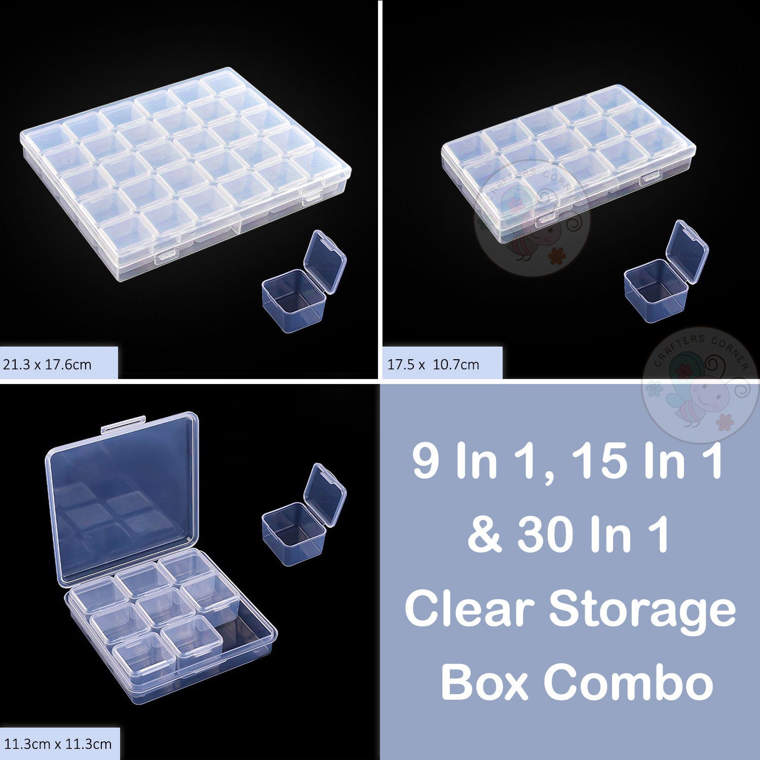 9 In 1,15 In 1 & 30 In 1 Clear Storage Box Combo