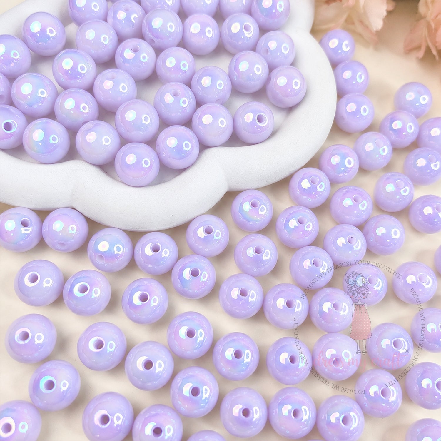 Holographic Premium Acrylic Beads - Purple