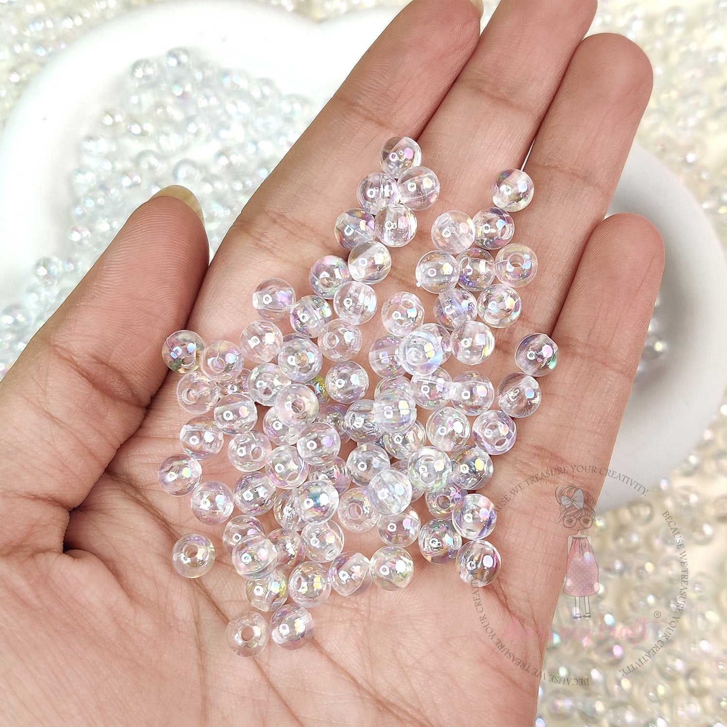 Holographic Crystal Round Beads
