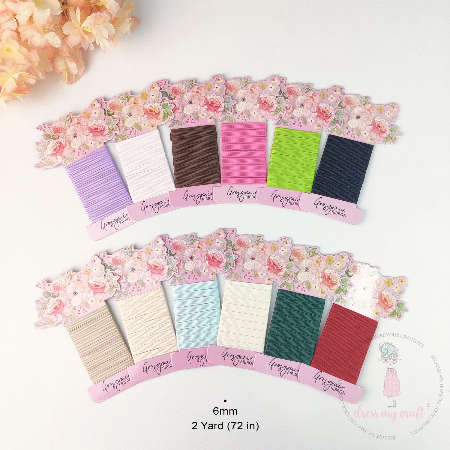 Grosgrain Ribbon Combo - 12 Colors (2 Yard Each)