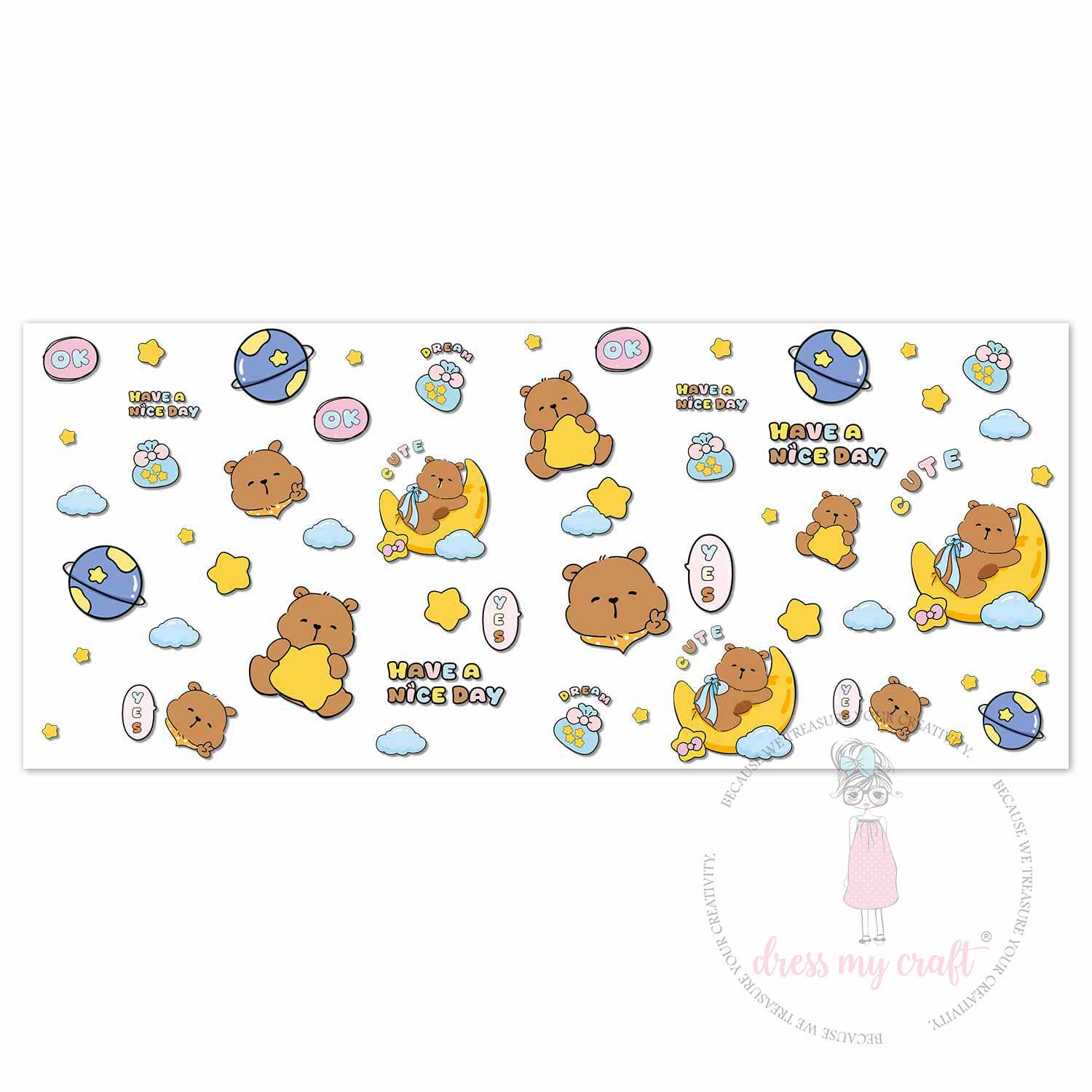 Cloudy Bear Wonderland 3D Wrap-Around Sticker