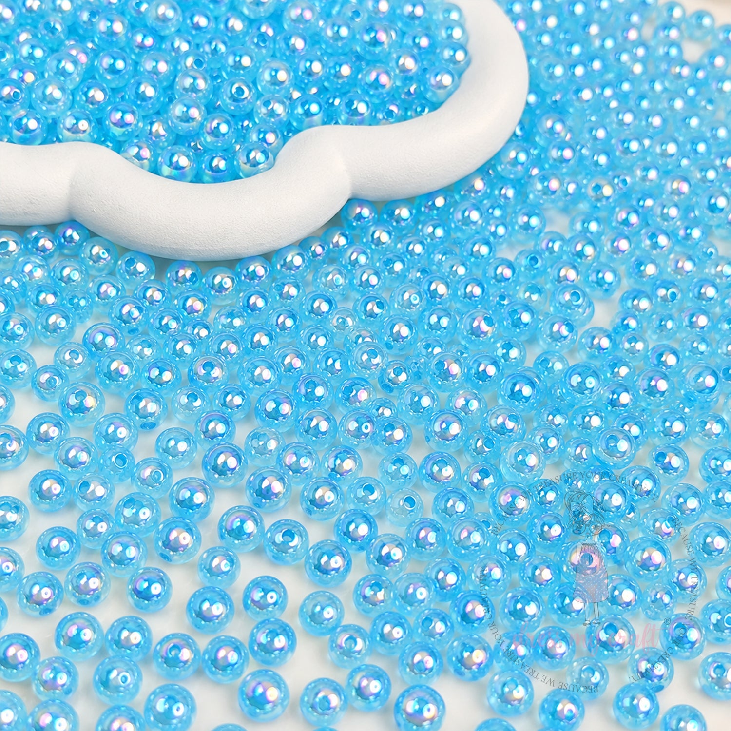 Transparent Rainbow Beads Sky Blue - 6 MM, 50 Gms