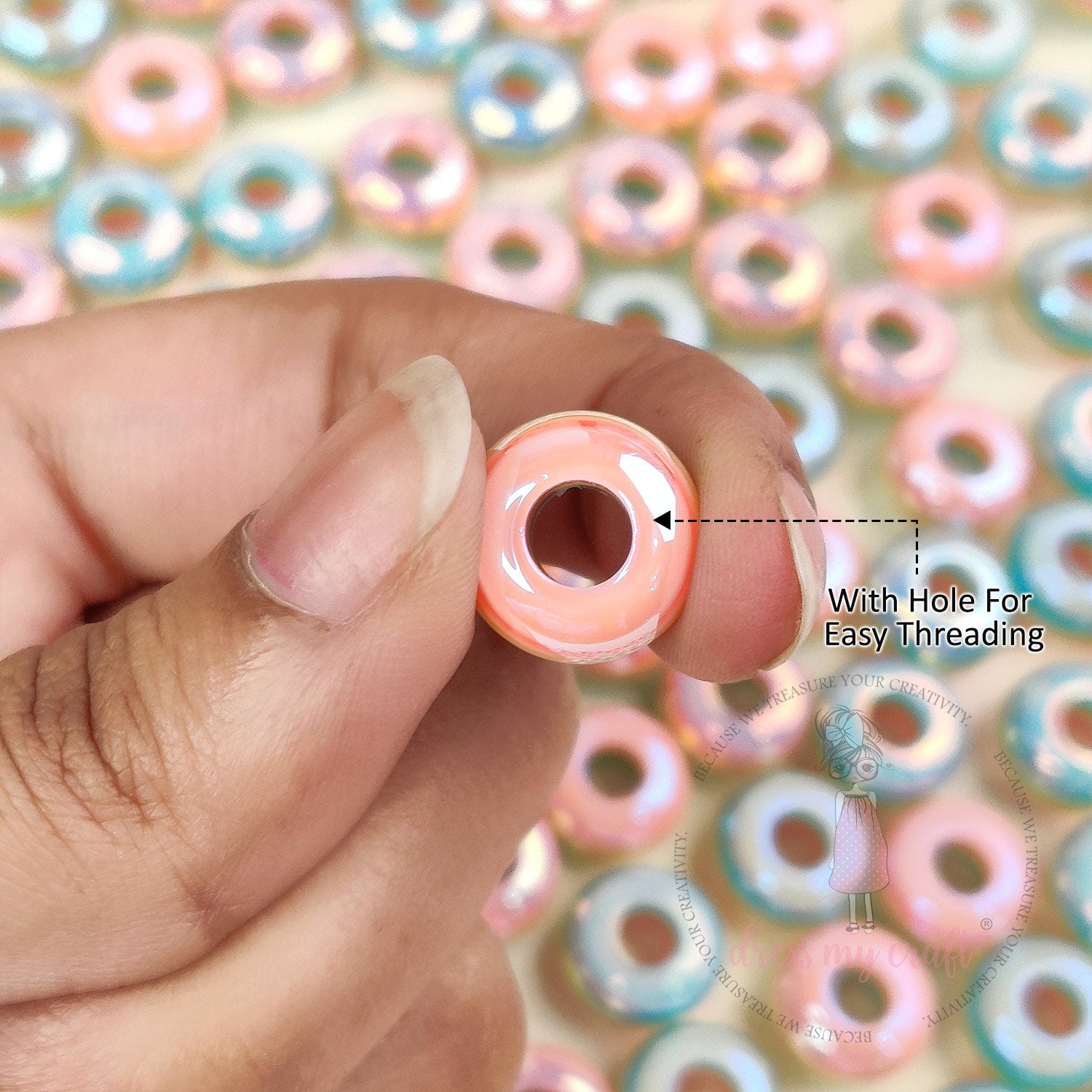Holographic Unicorn Donut Beads
