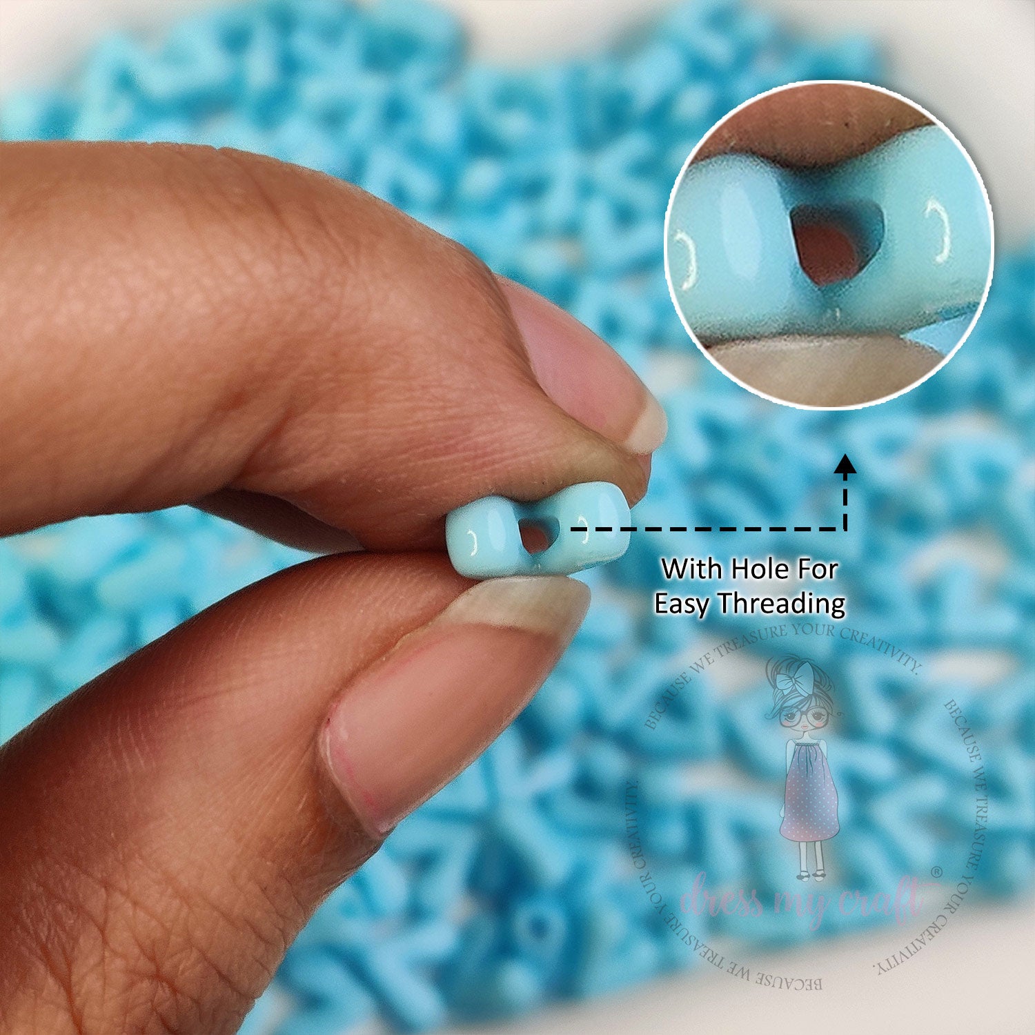 Pastel Blue Heart Beads