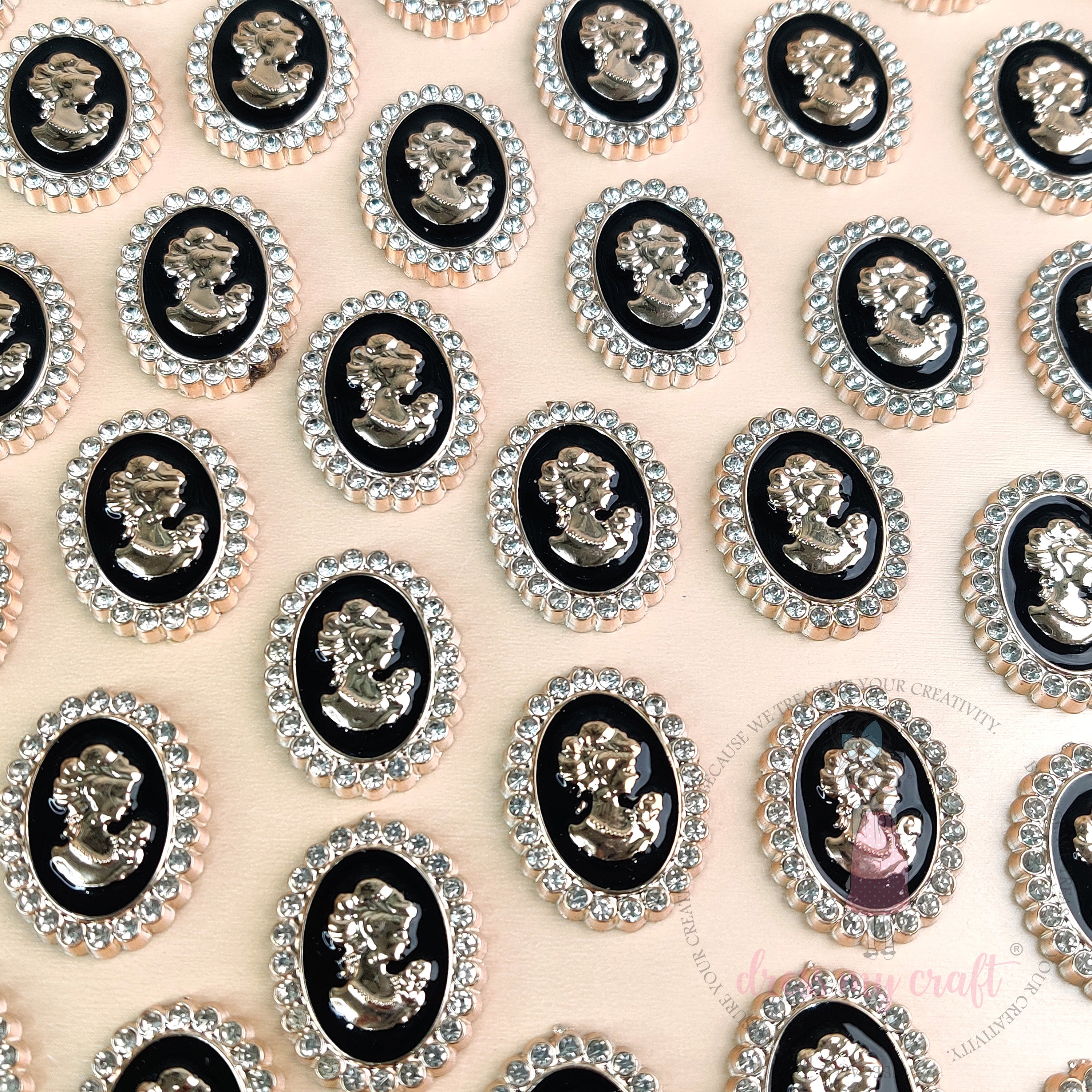 Victorian Lady Flat Back Charms – Black