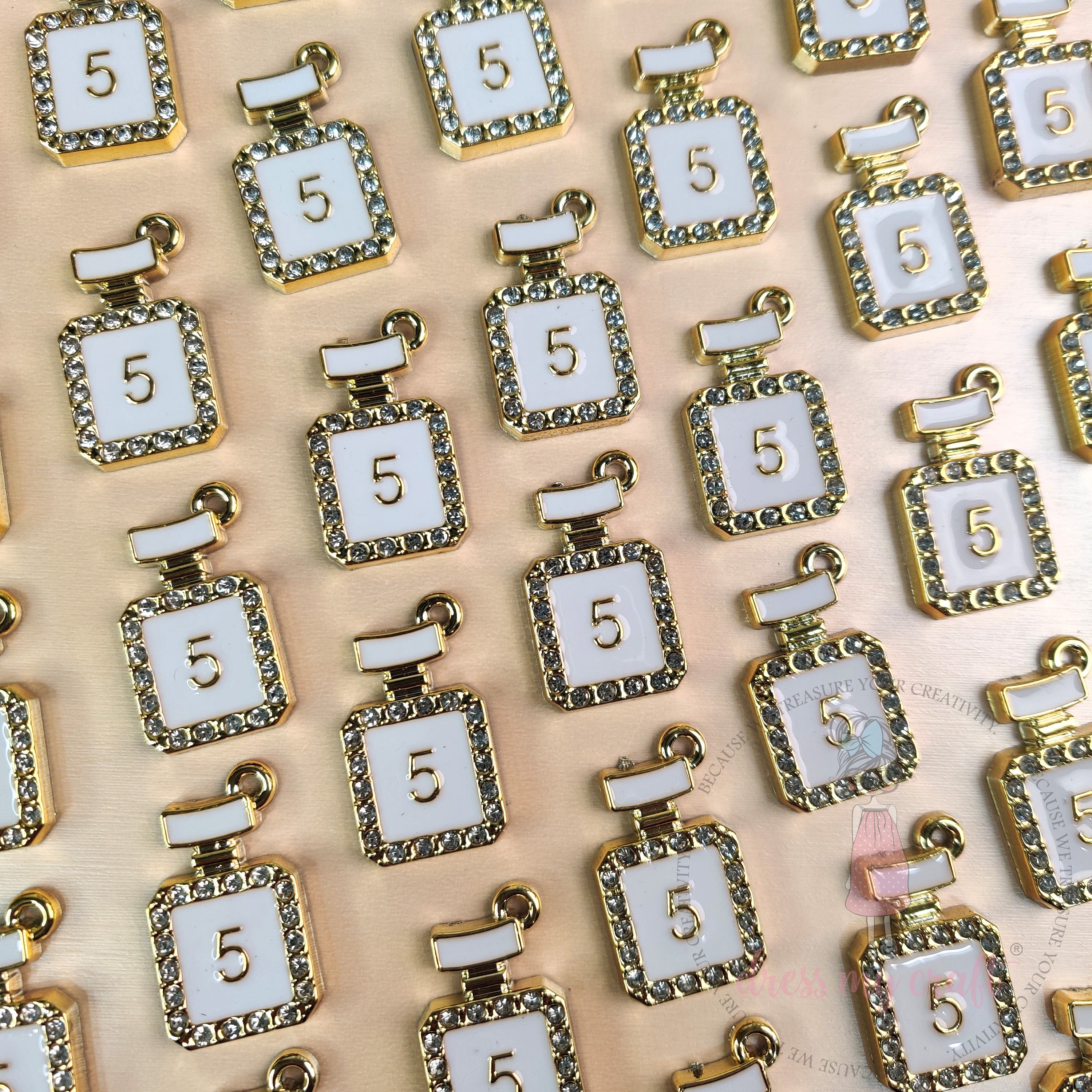 Luxury Perfume Bottle Charms – White & Gold