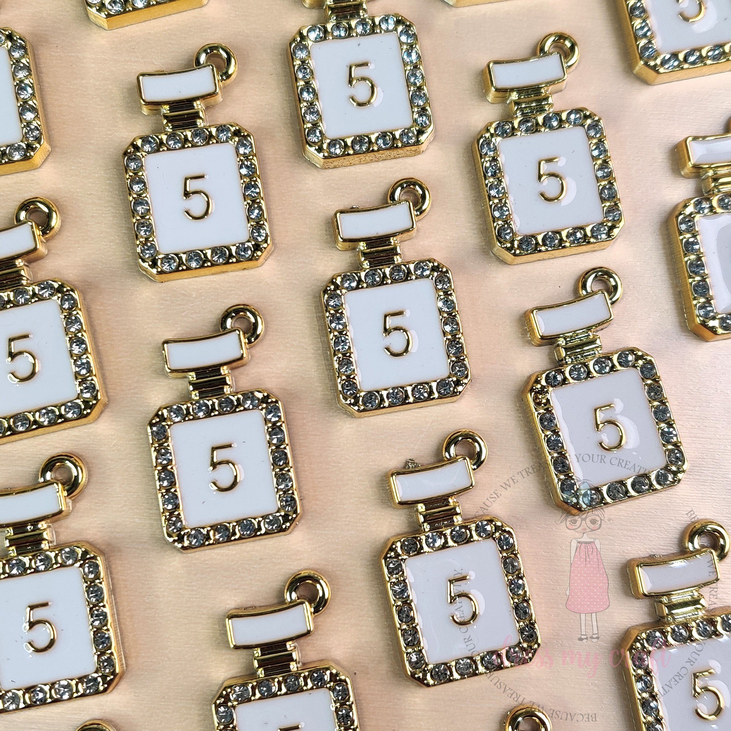 Luxury Perfume Bottle Charms – White & Gold