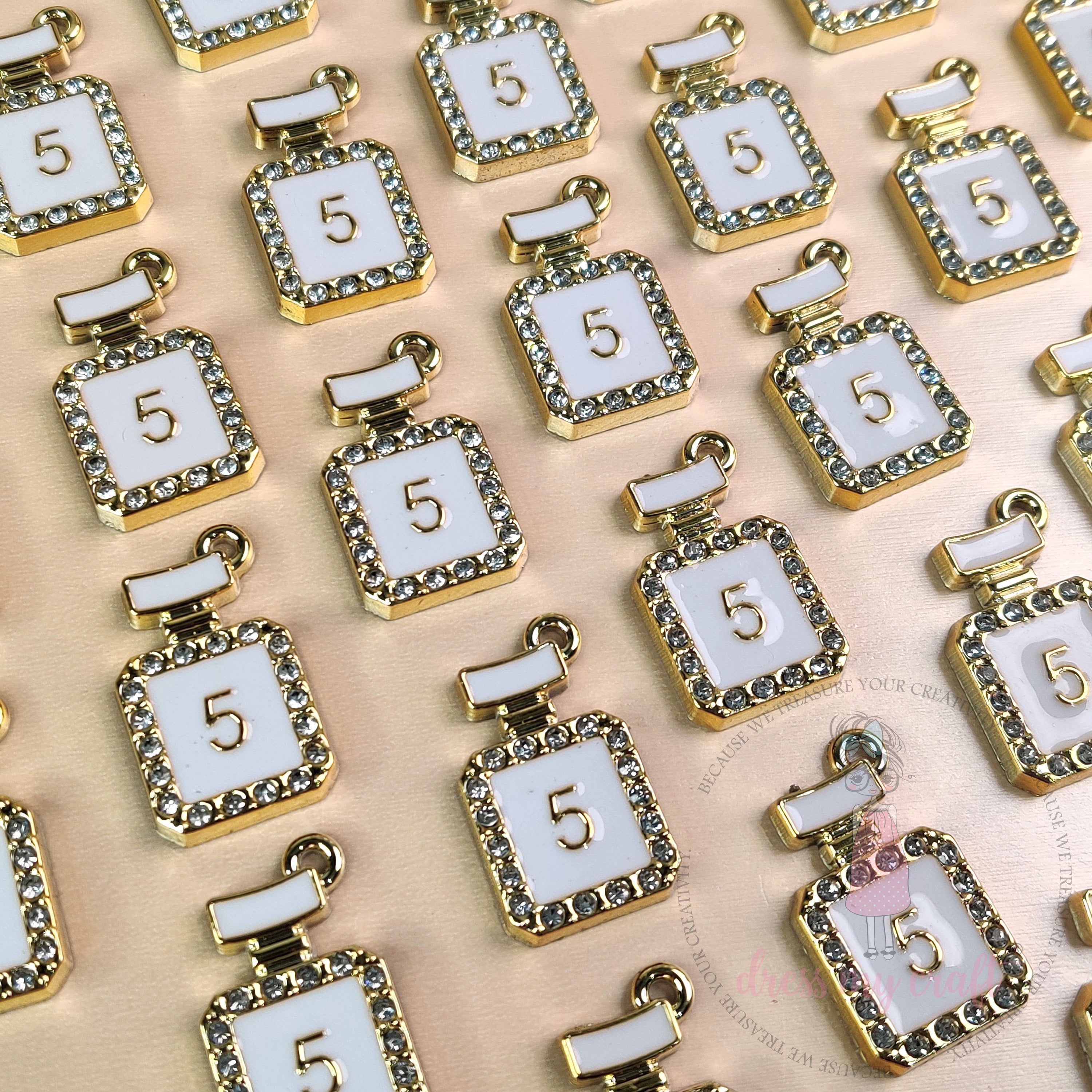 Luxury Perfume Bottle Charms – White & Gold