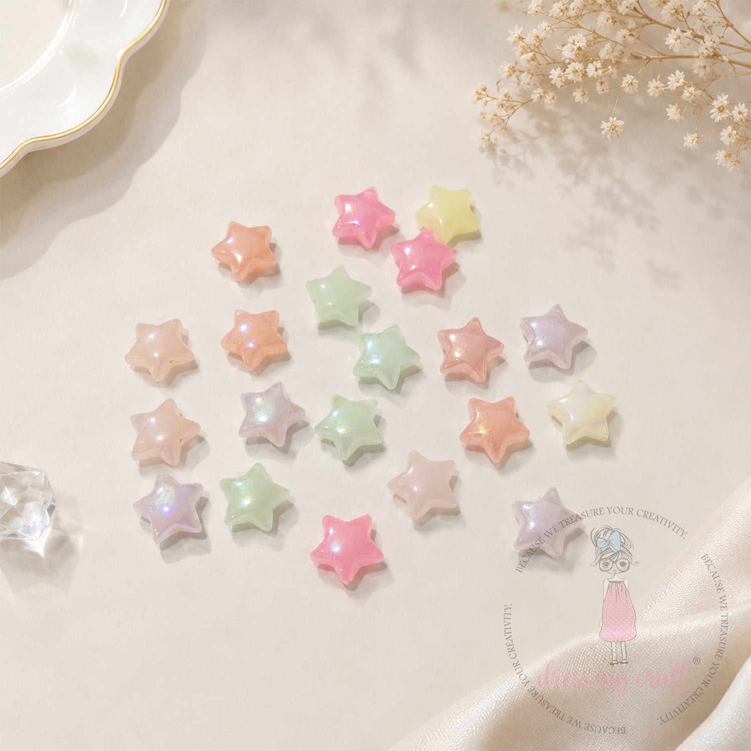 Holographic Pastel Jelly Star Beads