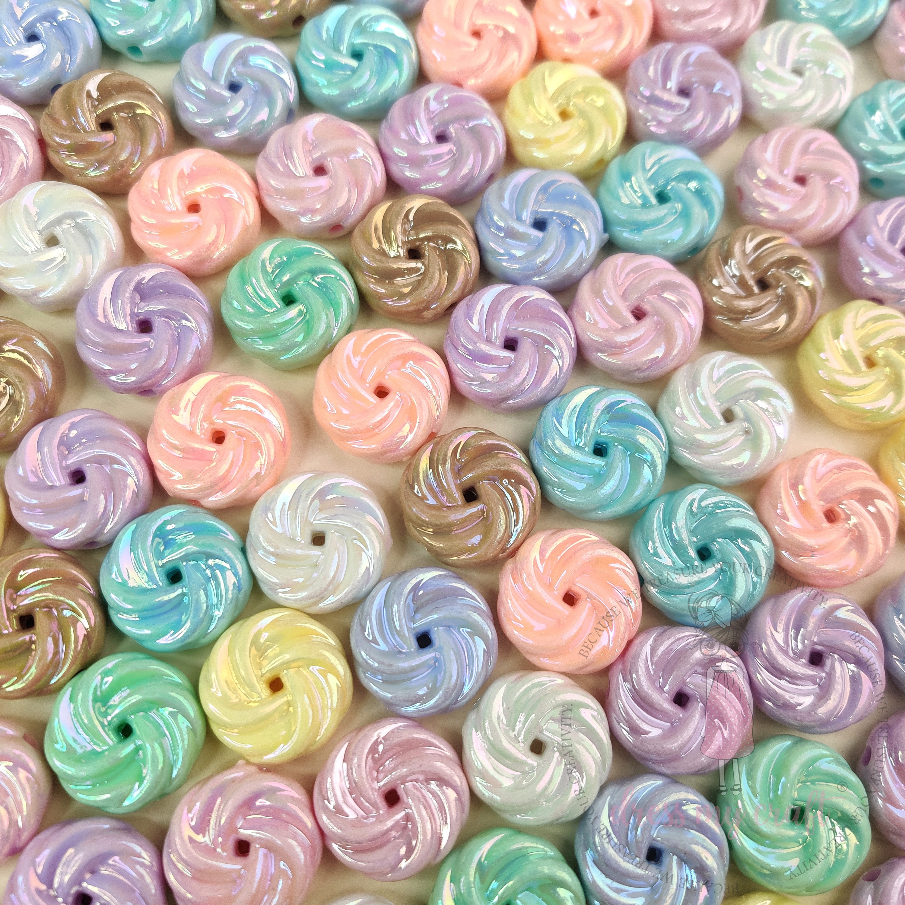 Pastel Swirl Glossy Beads