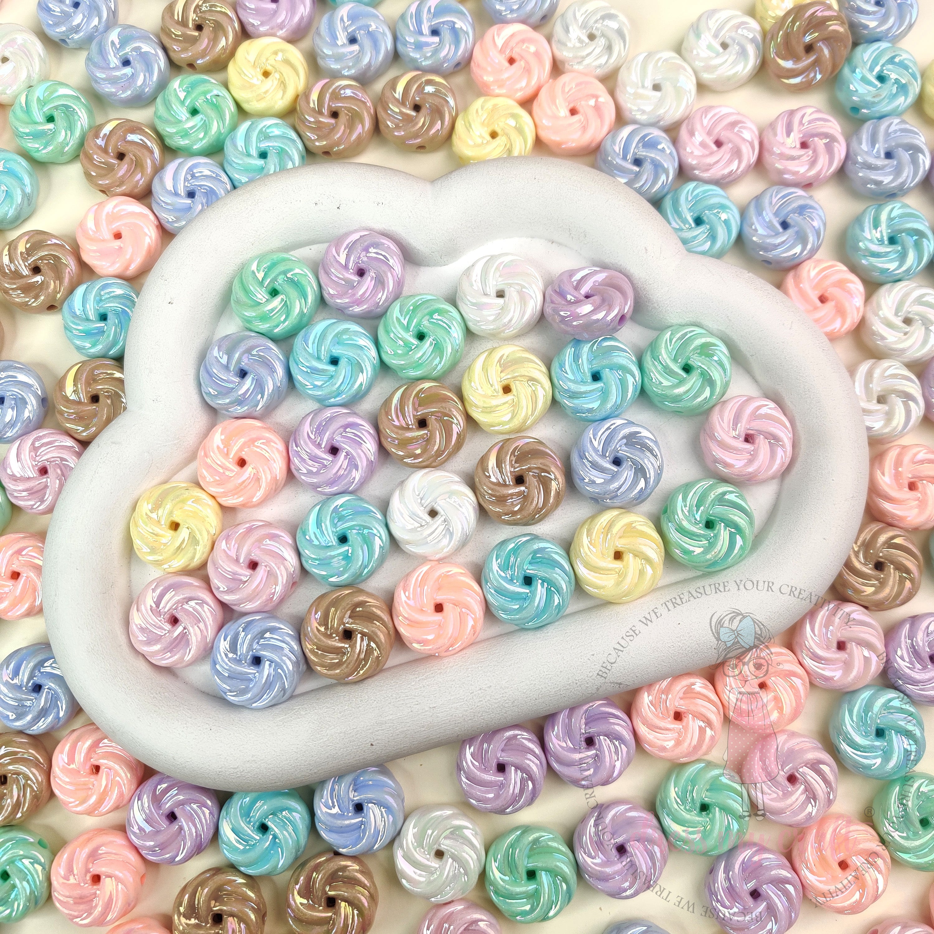 Pastel Swirl Glossy Beads