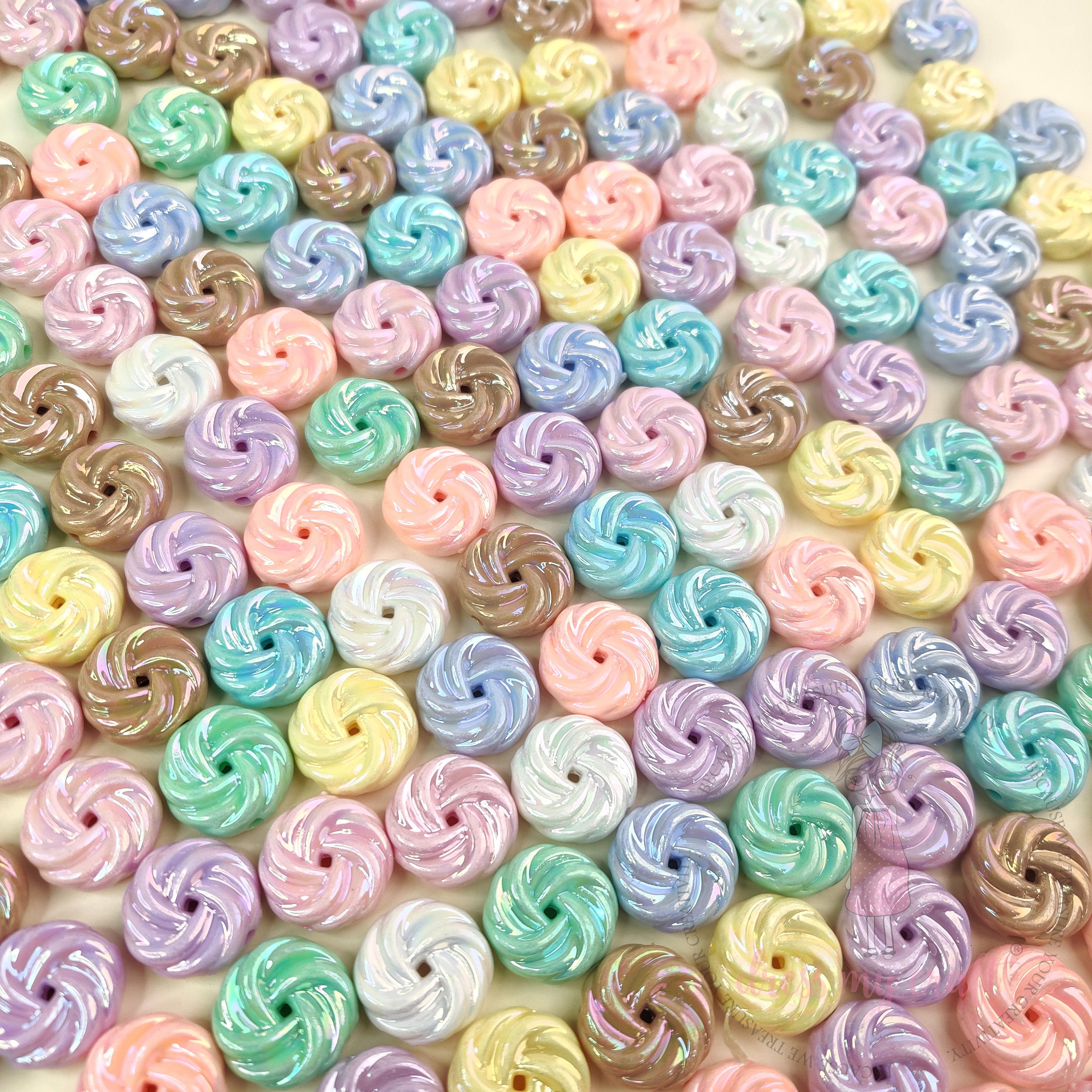 Pastel Swirl Glossy Beads