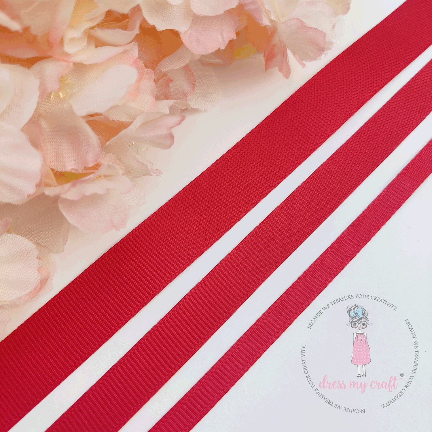 Grosgrain Ribbon Combo - 3 Rolls (6mm, 12mm, 18mm) Red