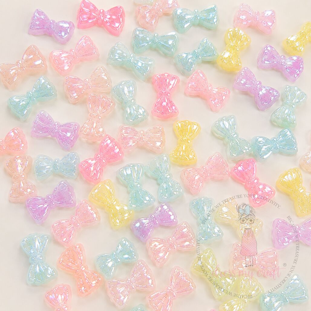 Holographic Pastel Jelly Little Bow Beads