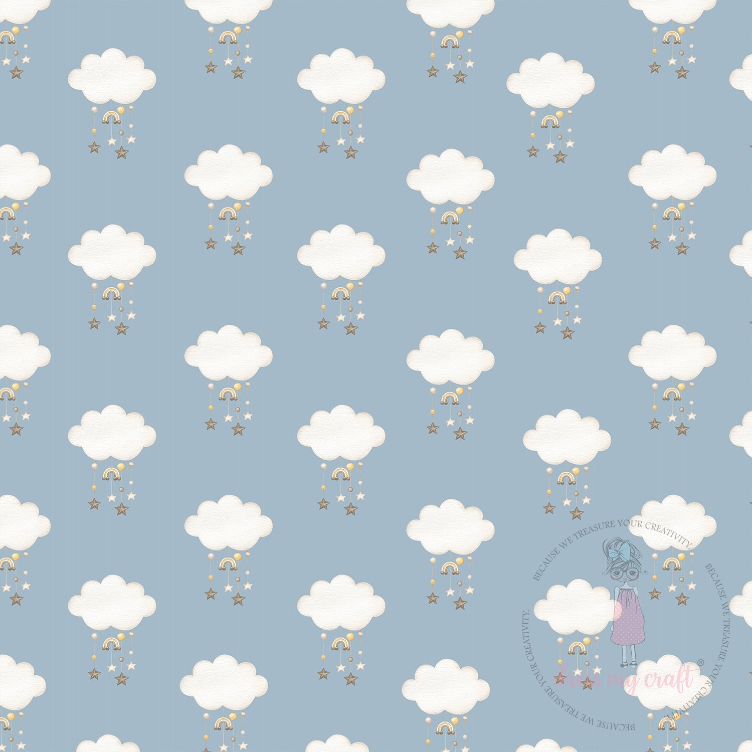 Baby Blue Dreamy Clouds Pack Of 10 - 12" x 12" Loose Sheets