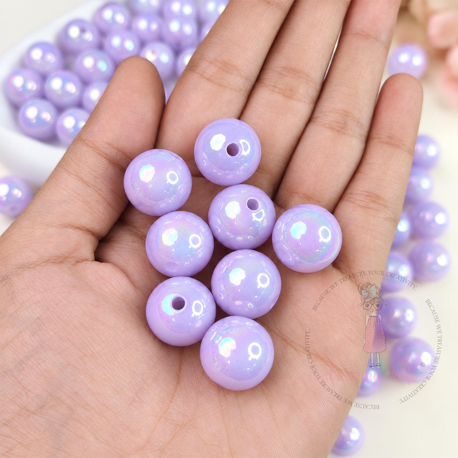 Holographic Premium Acrylic Beads - Purple