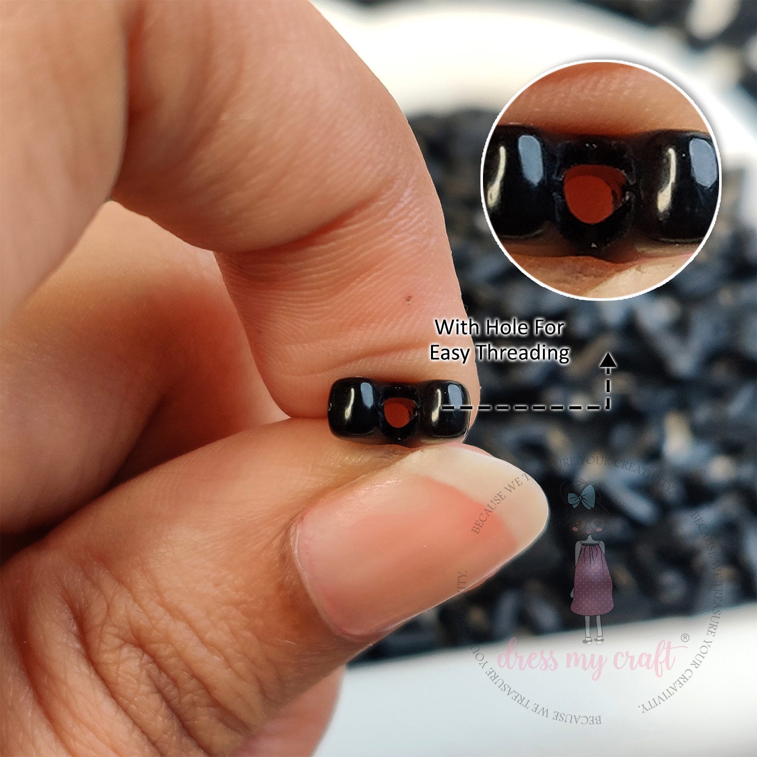 Dreamy Black Heart Beads