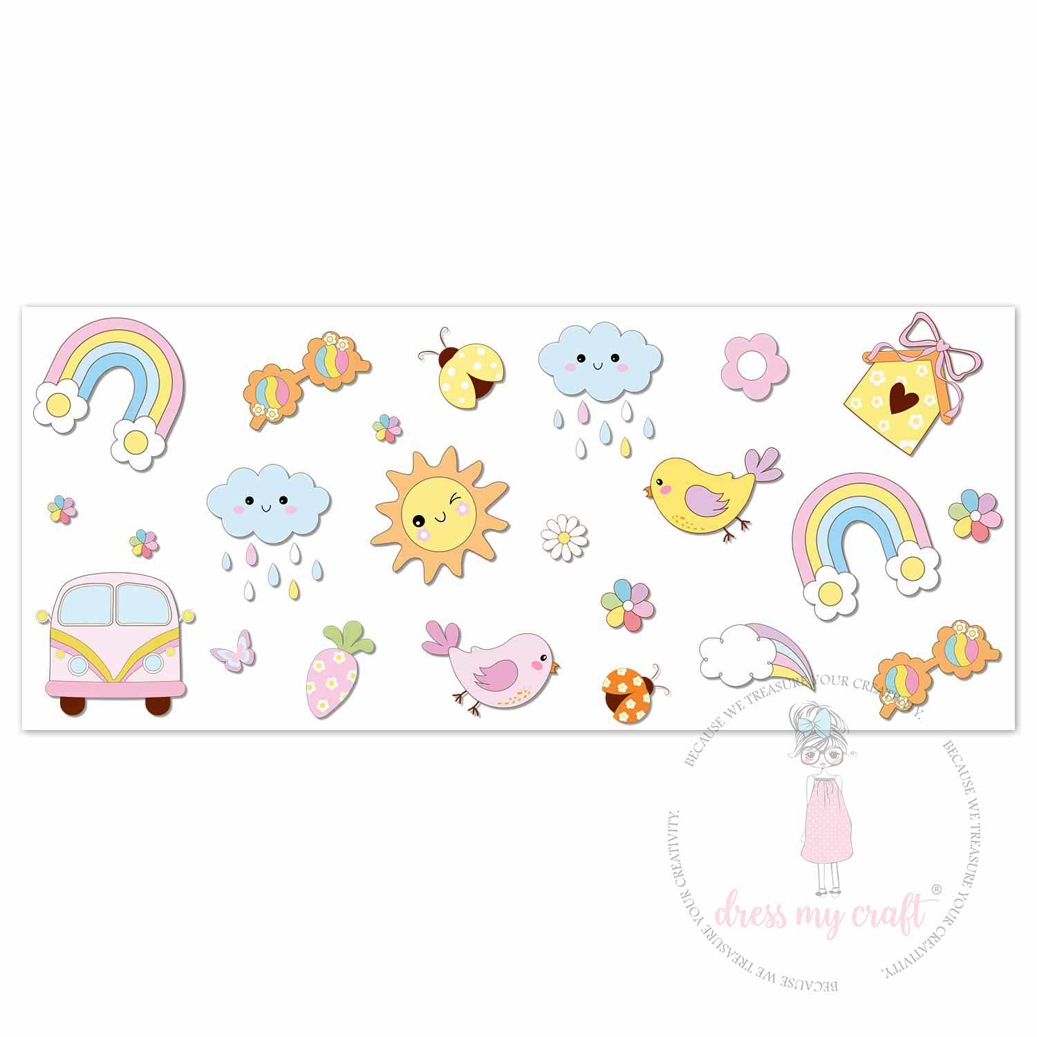 Rainbow & Cloud Cuties 3D Wrap-Around Sticker