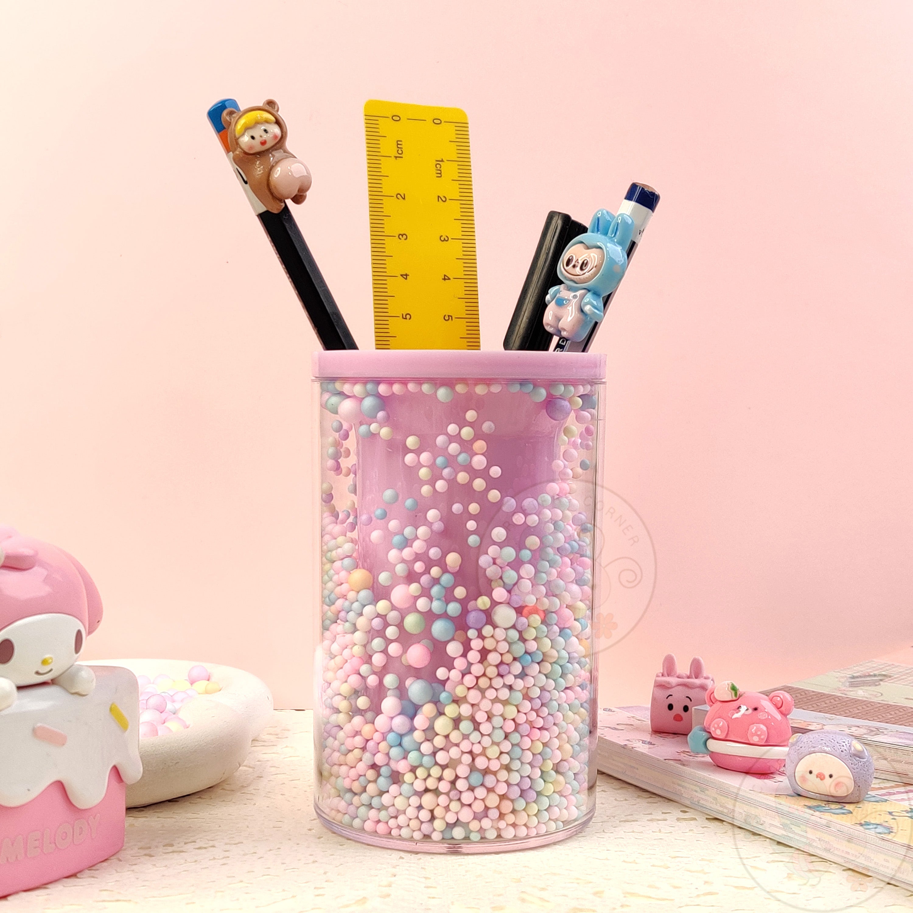Sweet Pastel Sprinkle Pen Holder- Pink