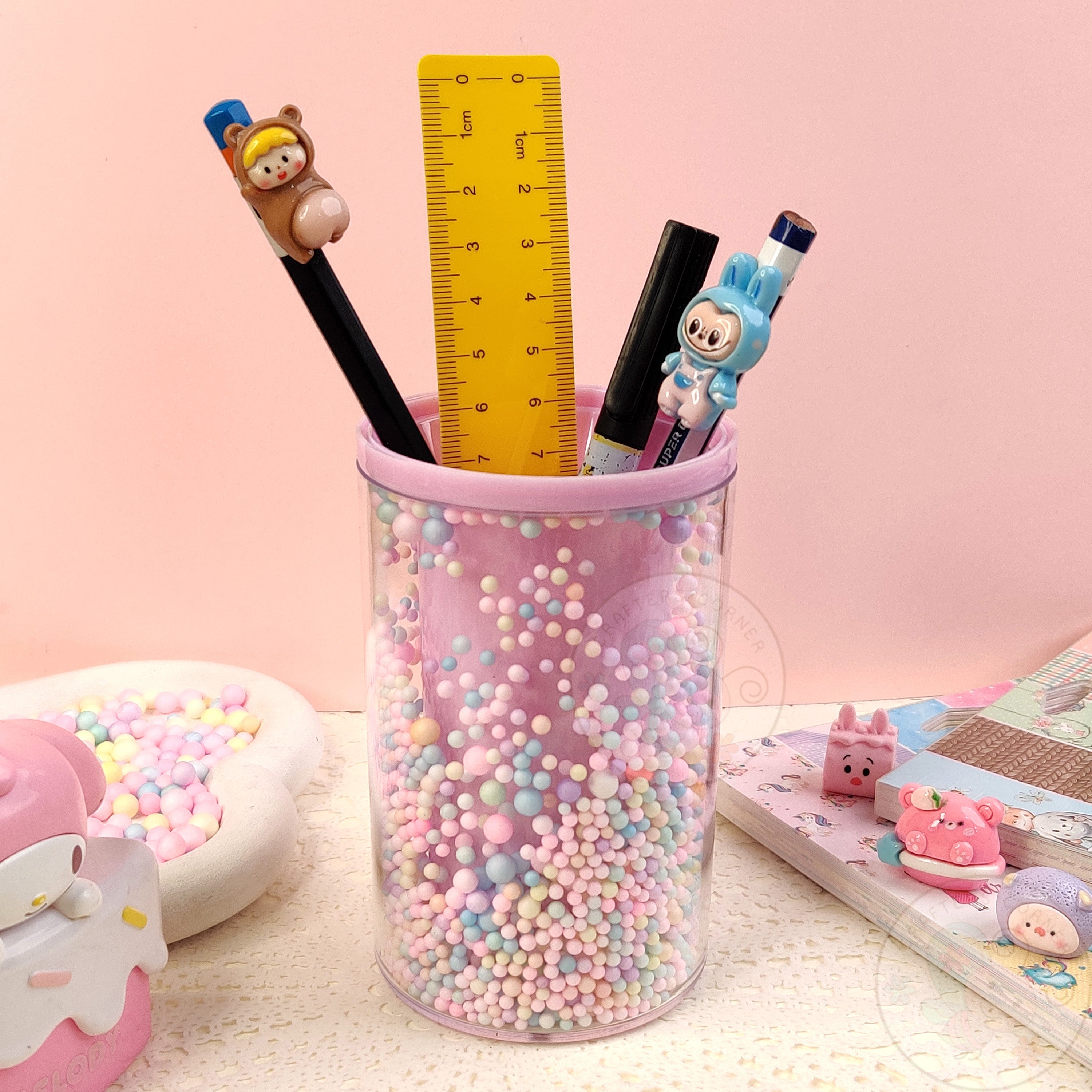 Sweet Pastel Sprinkle Pen Holder- Pink