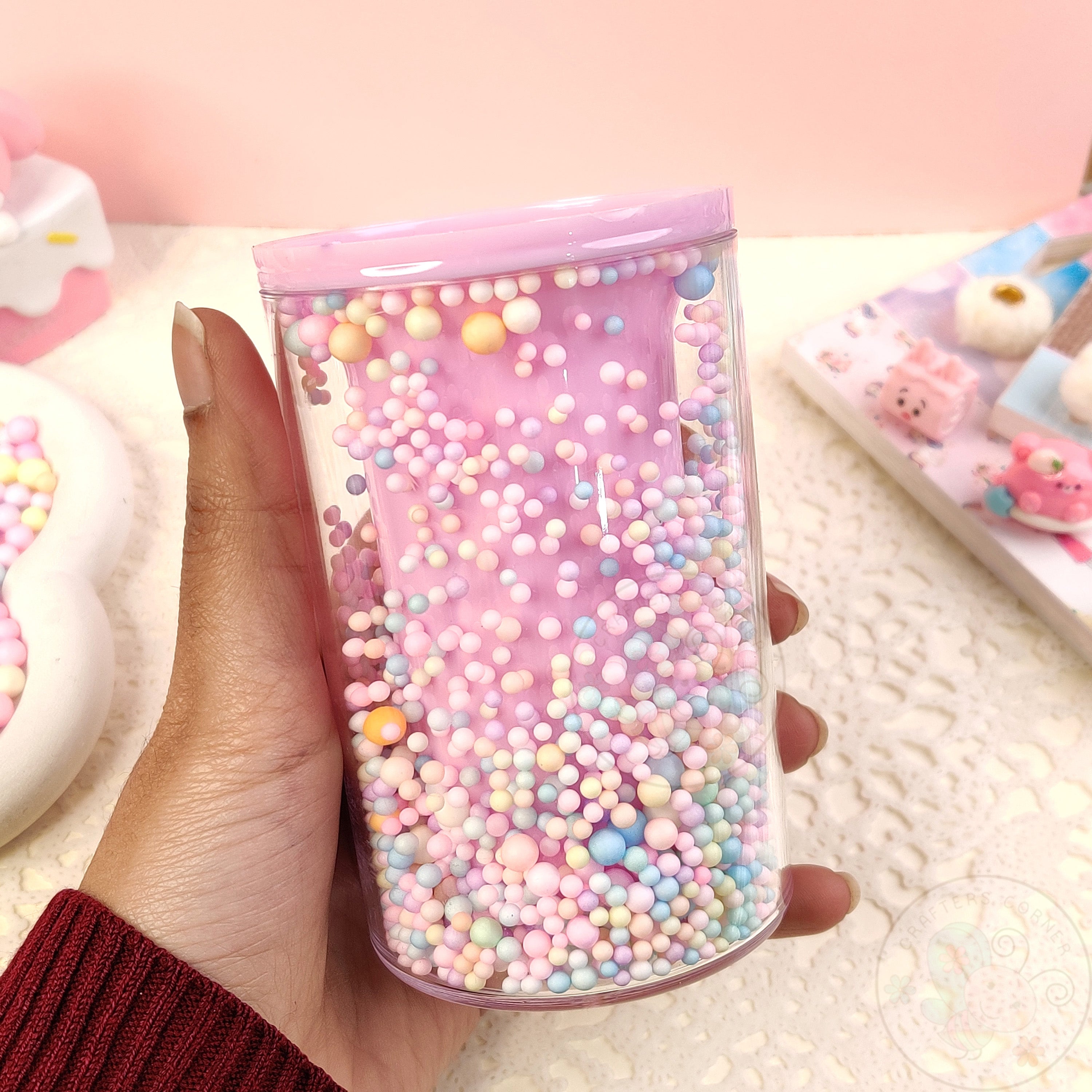 Sweet Pastel Sprinkle Pen Holder- Pink