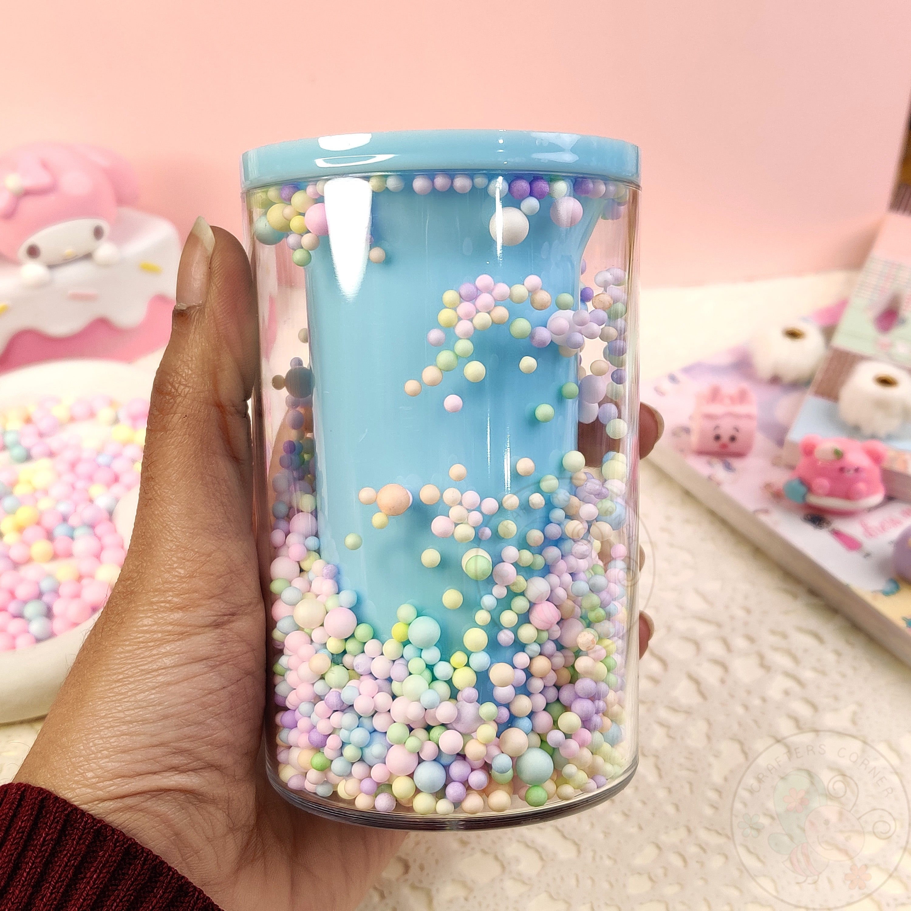 Sweet Pastel Sprinkle Pen Holder- Blue