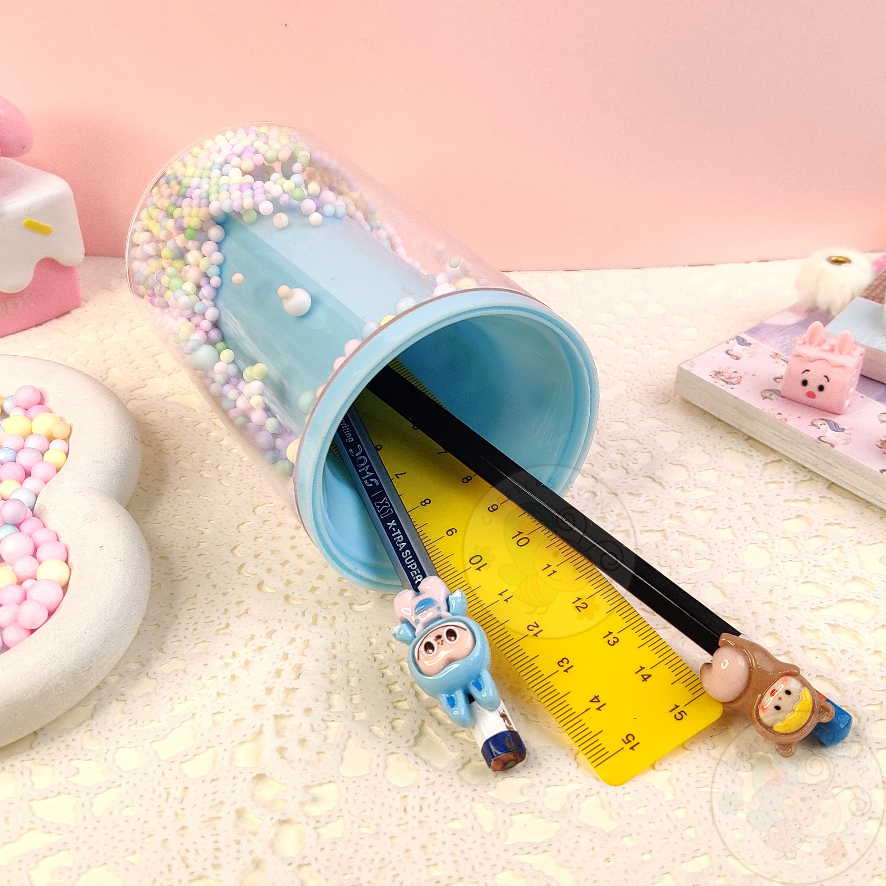 Sweet Pastel Sprinkle Pen Holder- Blue